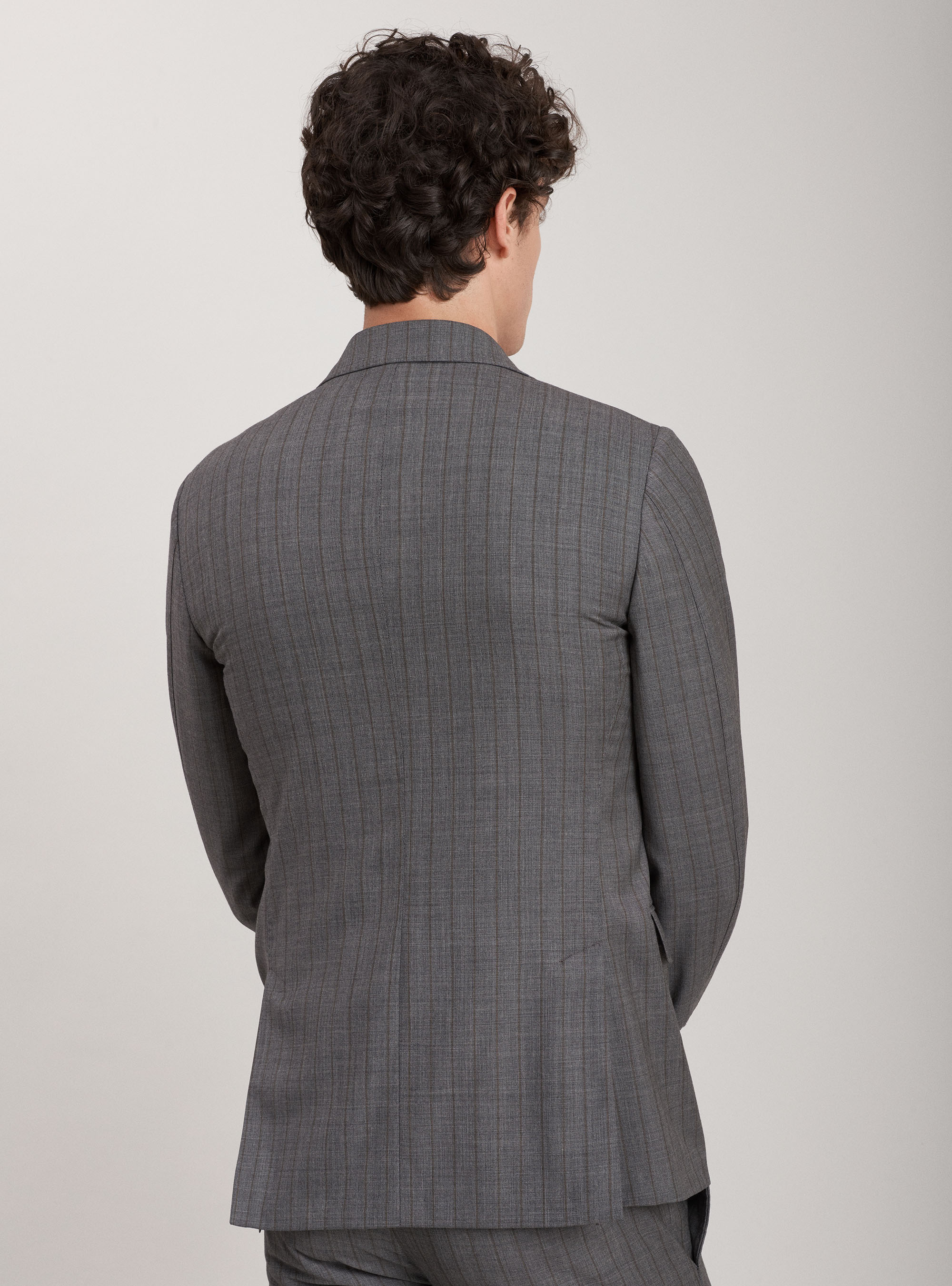 Giacca per abito in lana gessata, GRIGIO CHIARO