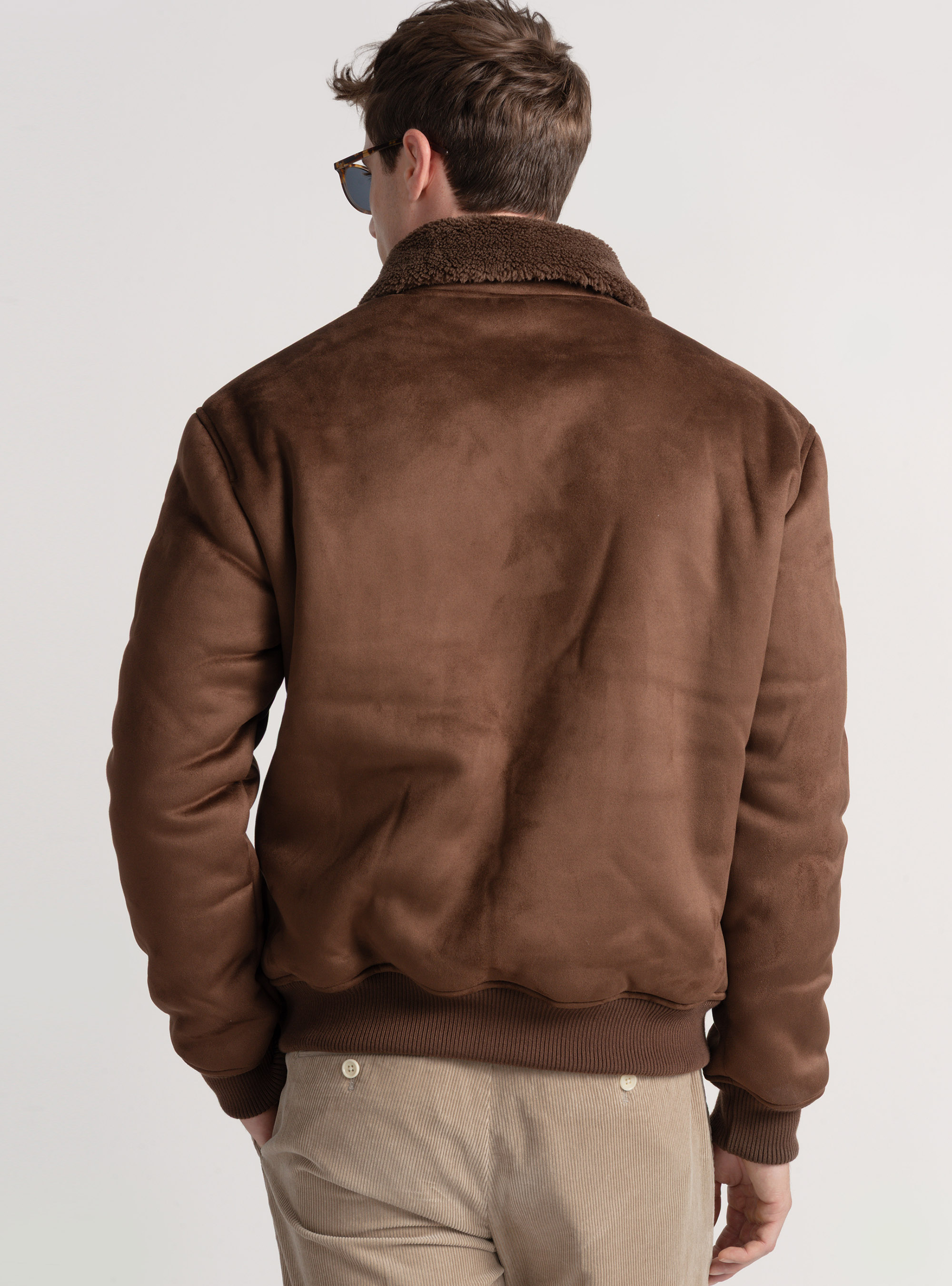 Piel de cordero con efecto ante, MARRON