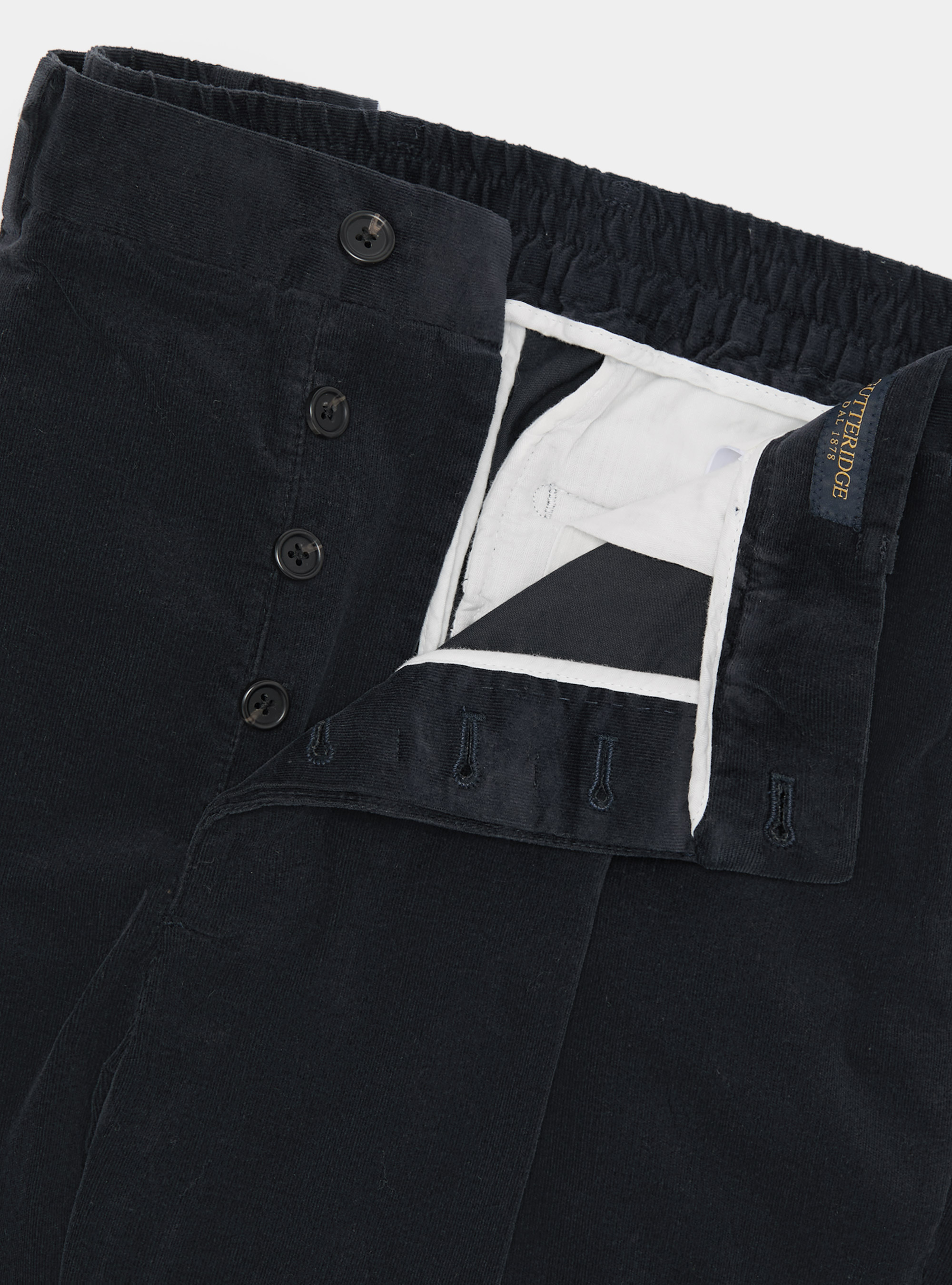 Pantalón elástico de rayas milleraies de terciopelo, AZUL MARINO