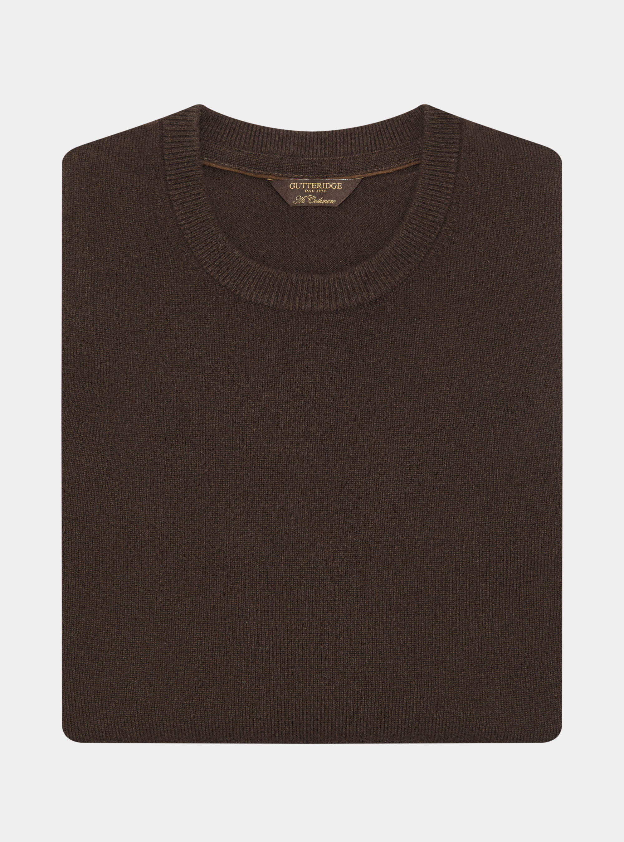 Lambswool and cashmere crewneck sweater, BROWN