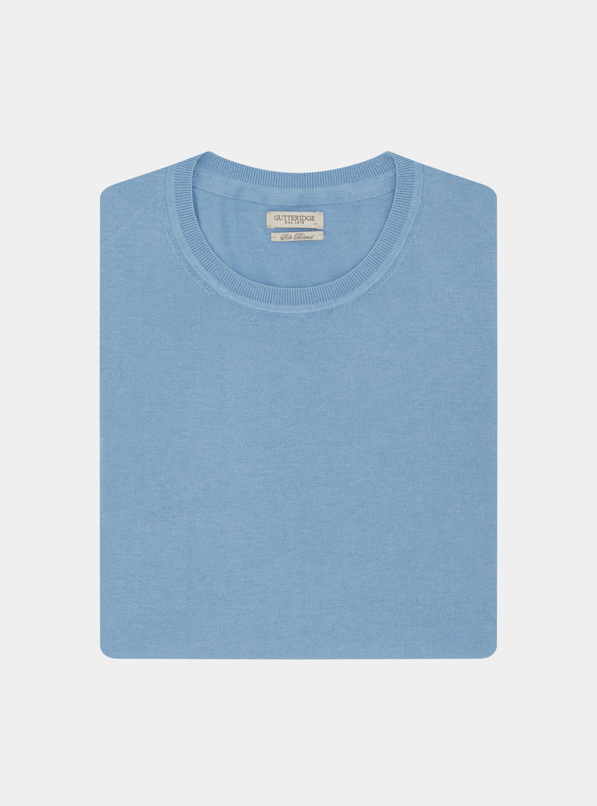 Silk and cotton crew-neck sweater, LIGHT BLUE