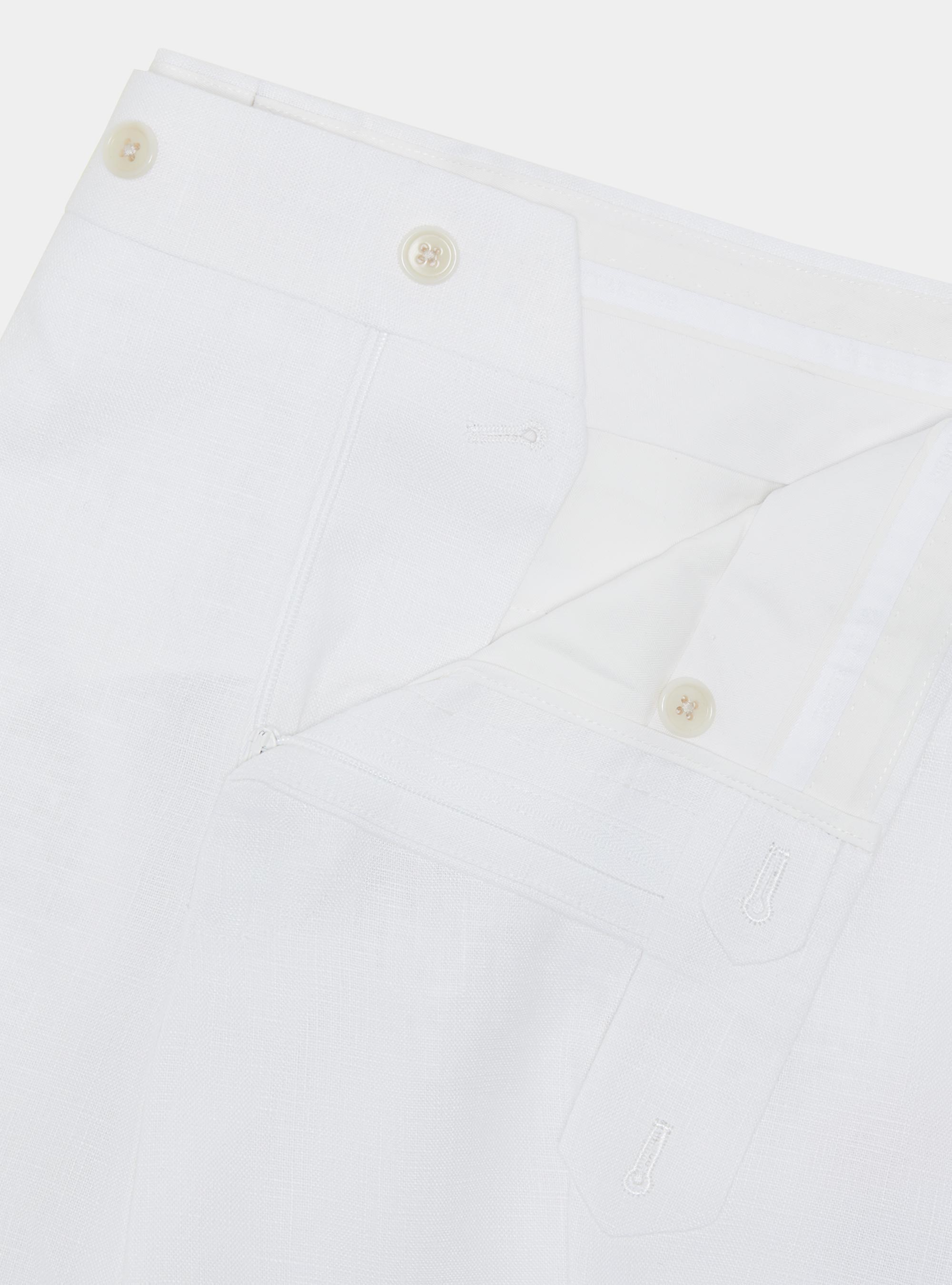 Pure linen suit trousers, WHITE