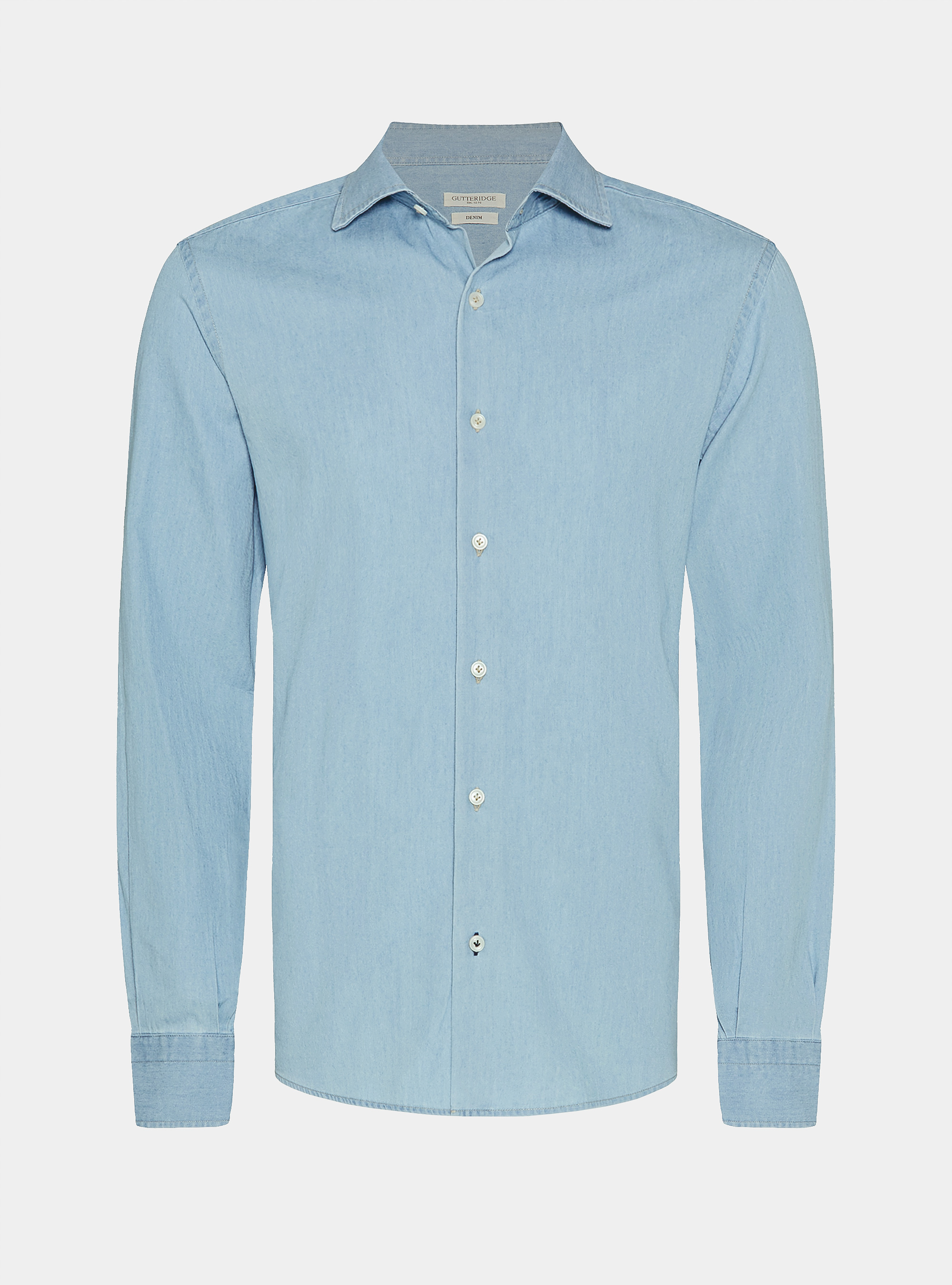 Camisa de chambray de algodón, CELESTE