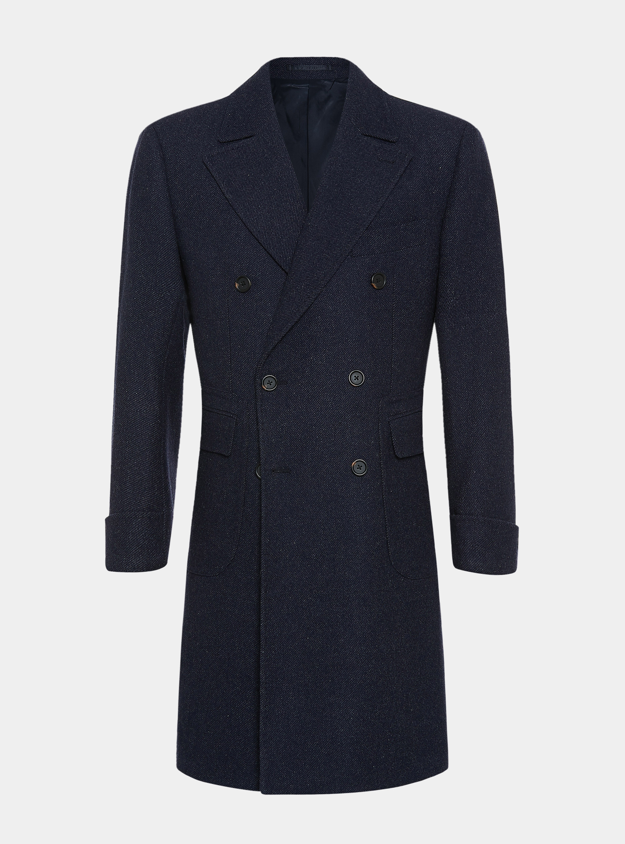 Cappotto in lana e seta diagonale, BLU NAVY