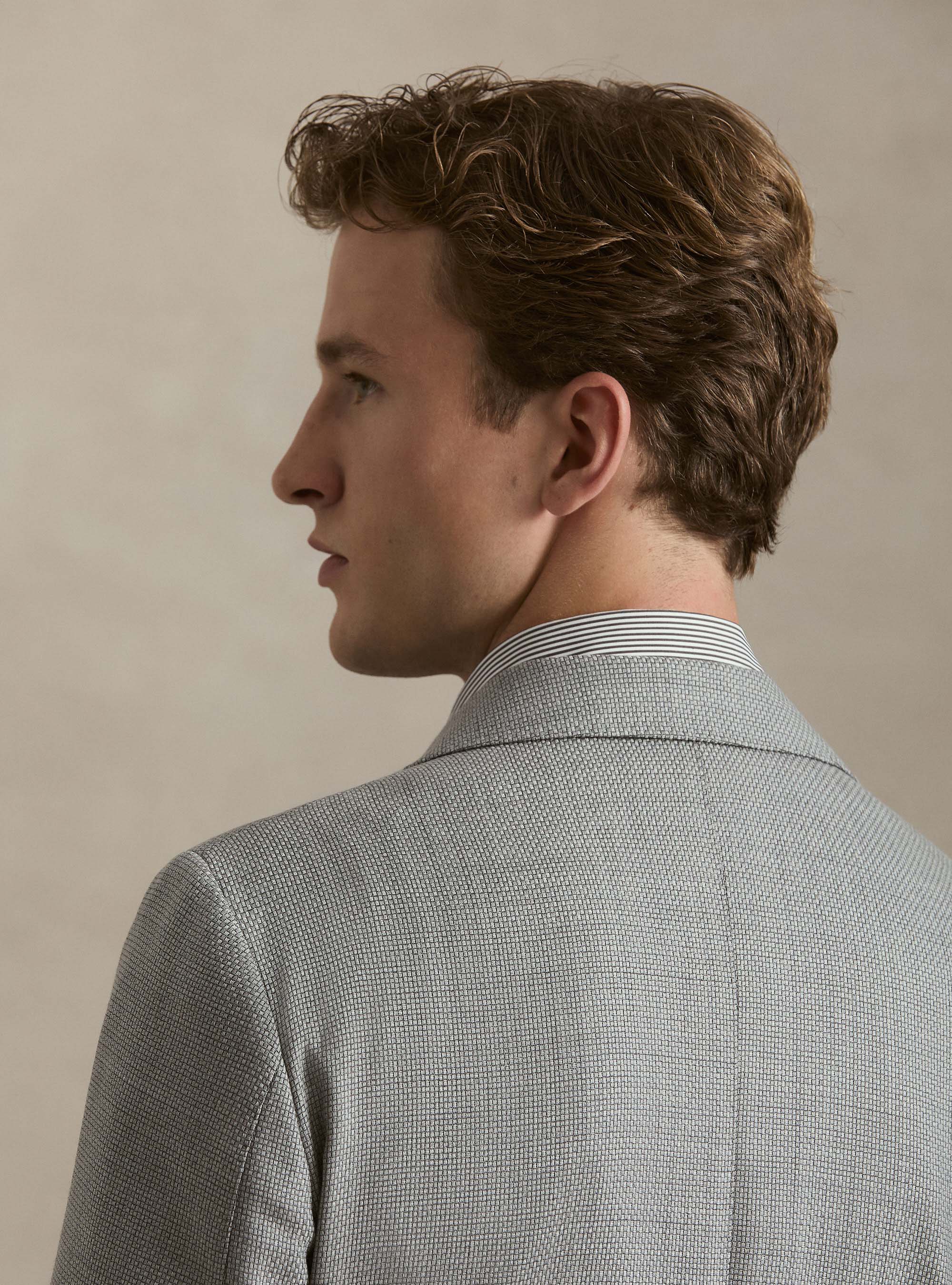 Americana de lana hopsack, GRIS MARENGO