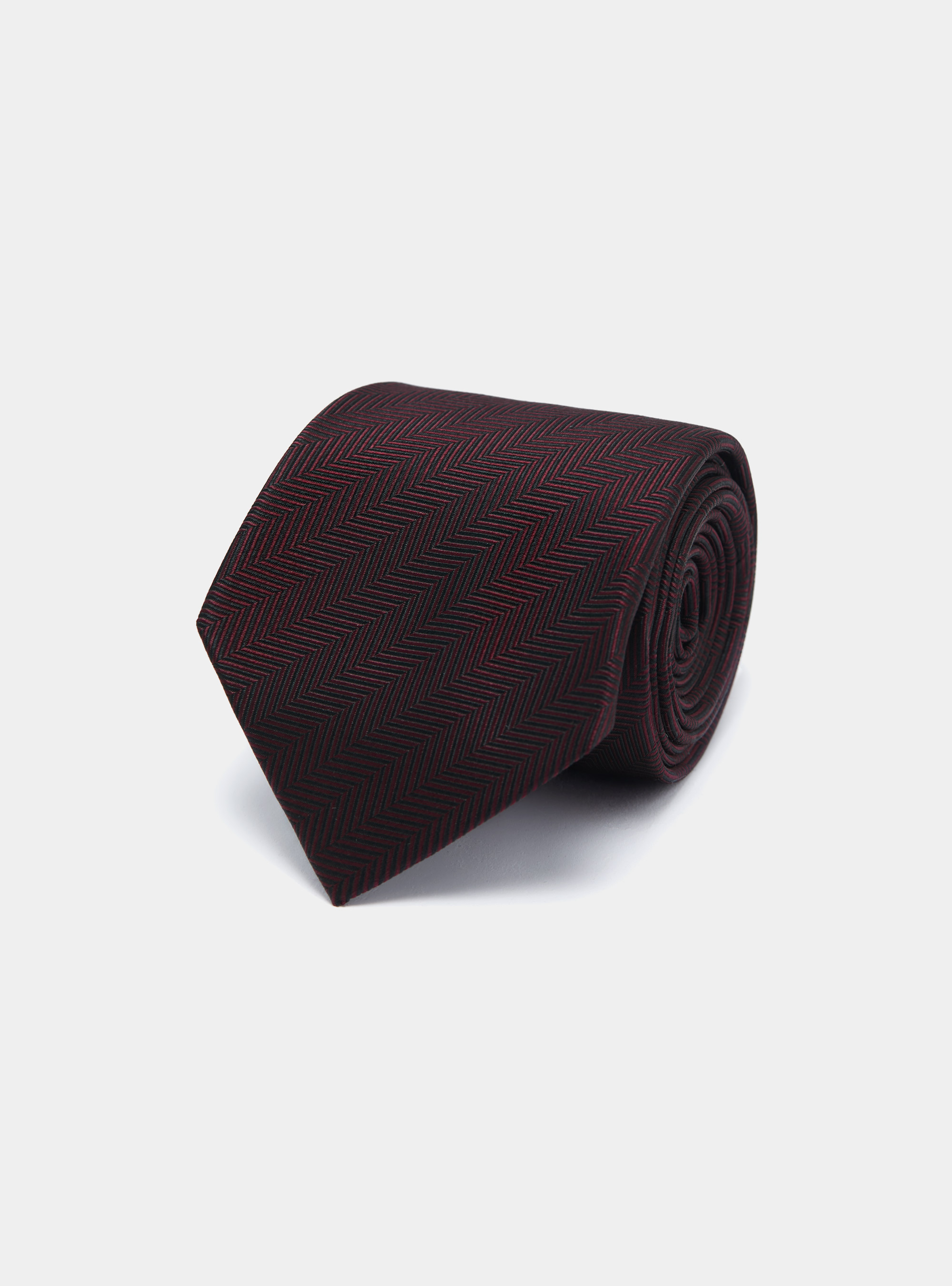 Cravate en soie à chevrons, BORDEAUX
