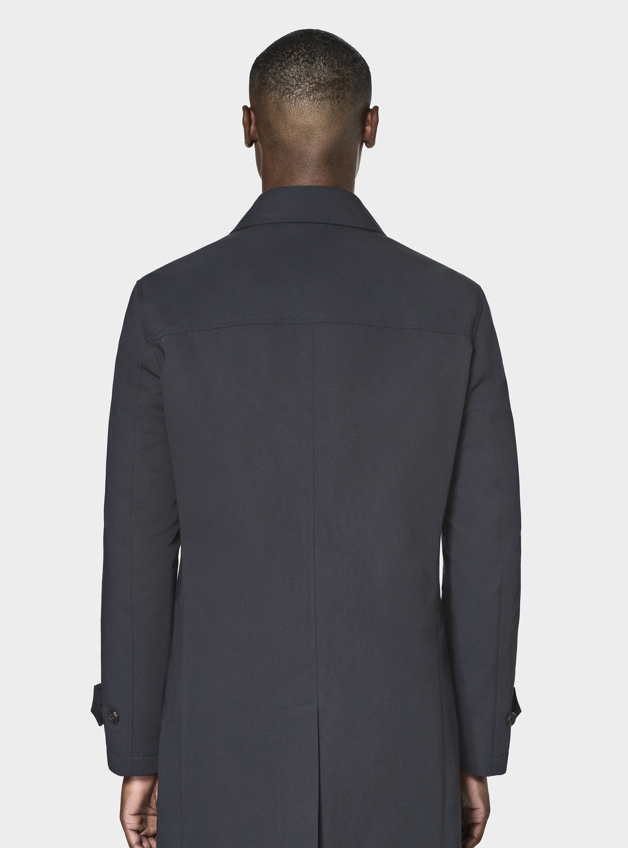 Impermeabile monopetto in misto cotone, BLU NAVY