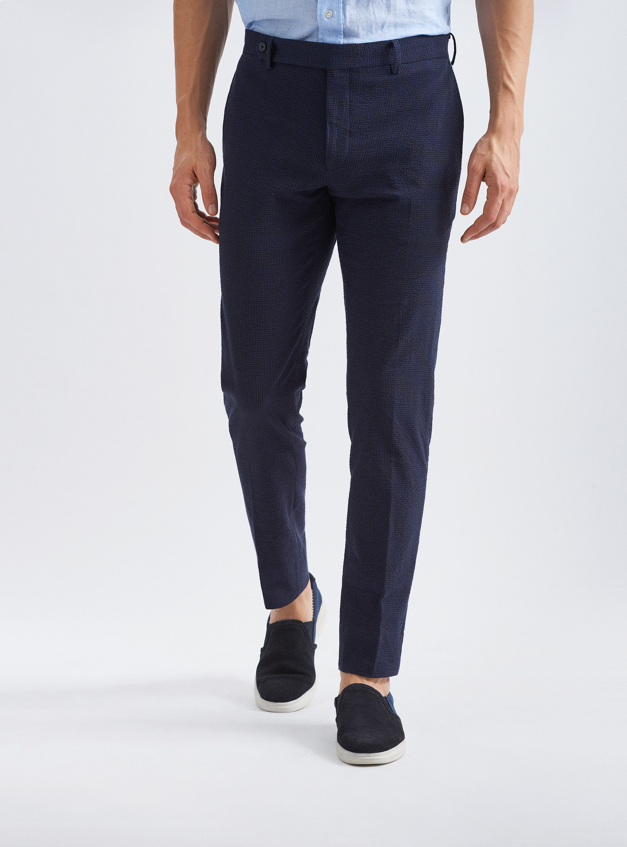 Pantaloni per abito seersucker in cotone stretch Gutteridge Uomo Abbigliamento Pantaloni e jeans Pantaloni Pantaloni stretch 