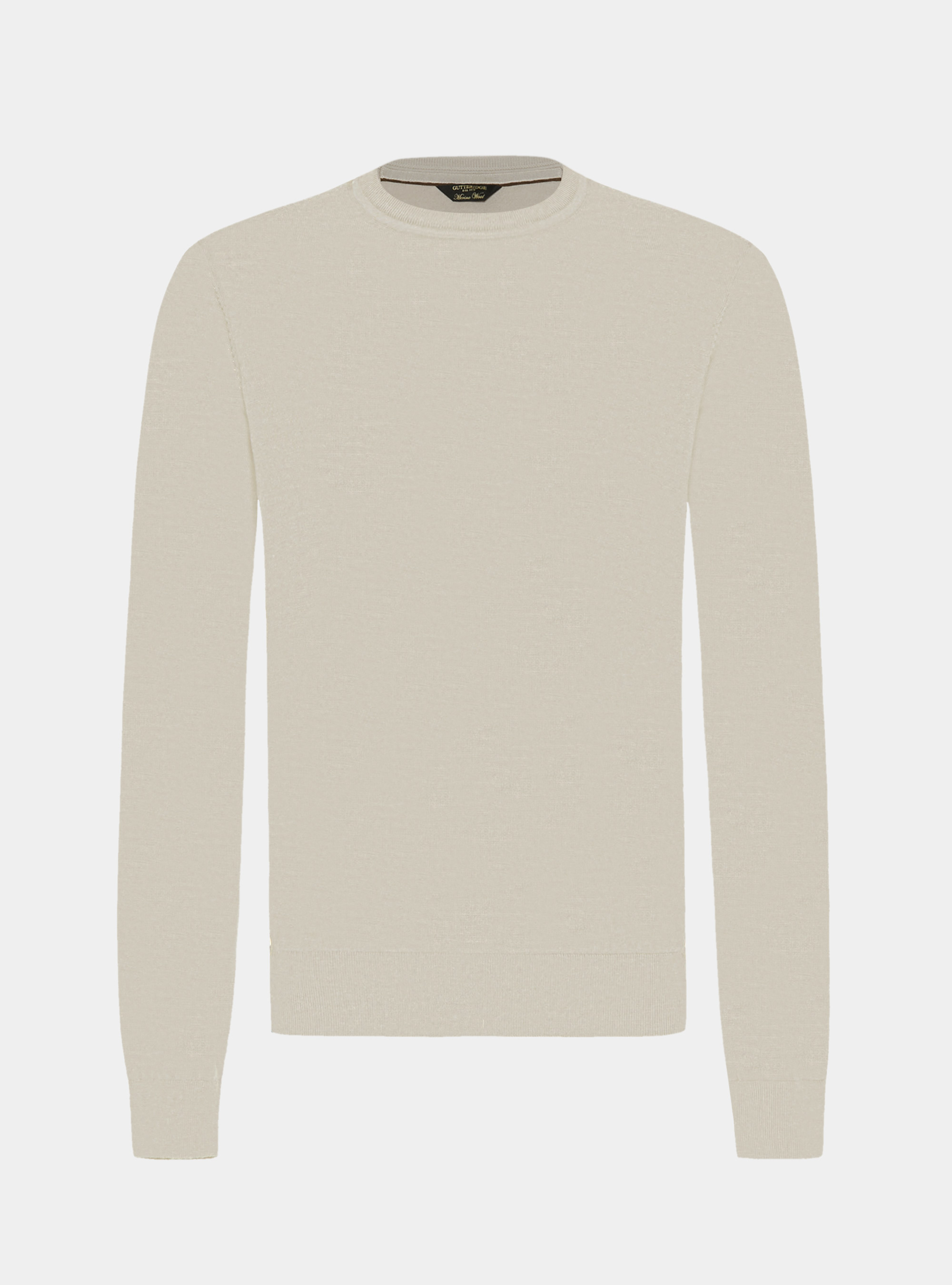 Punto de cuello redondo de pura lana merina extrafina, ARENA