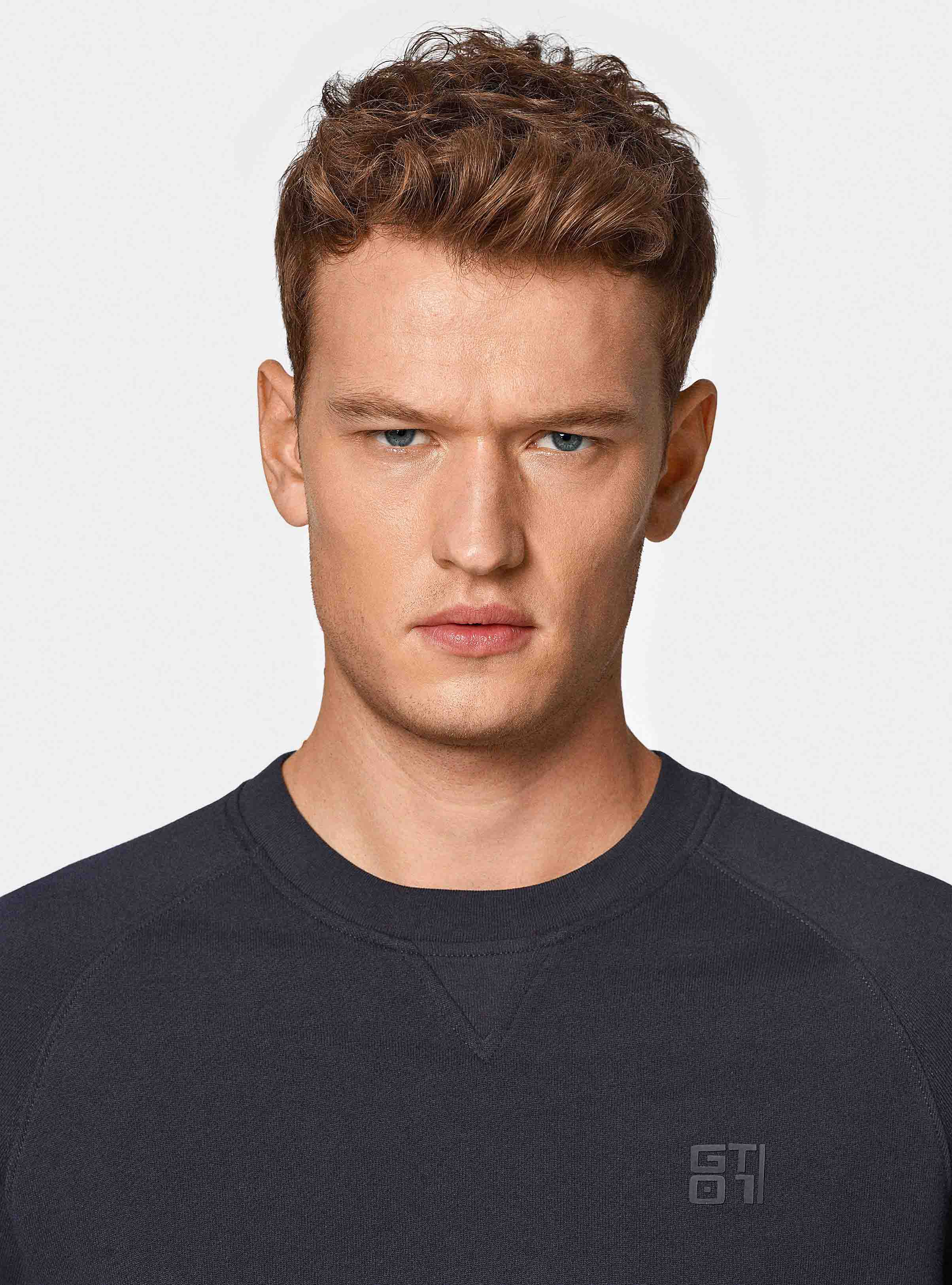 Basic round-neck sweatshirt GT01, NAVY BLUE
