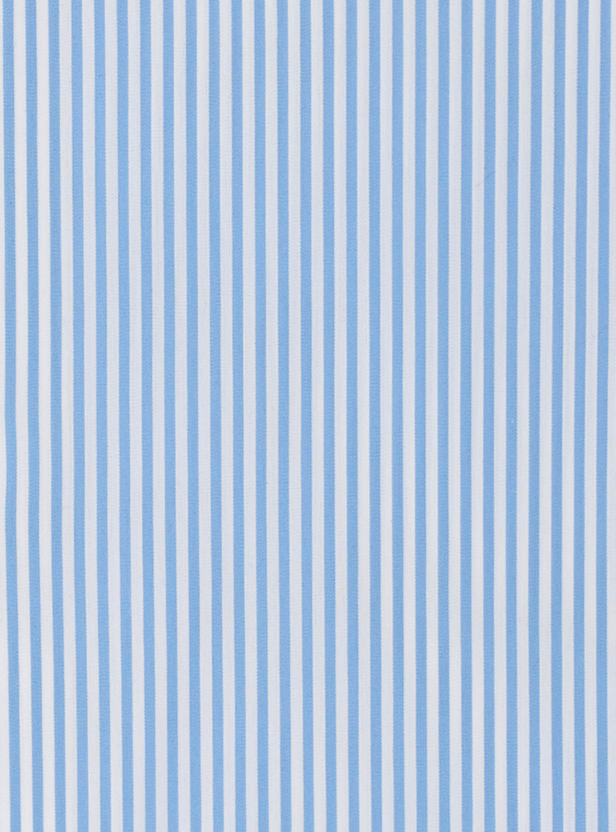 Semi-open french collar shirt in striped stretch cotton poplin, LIGHT BLUE