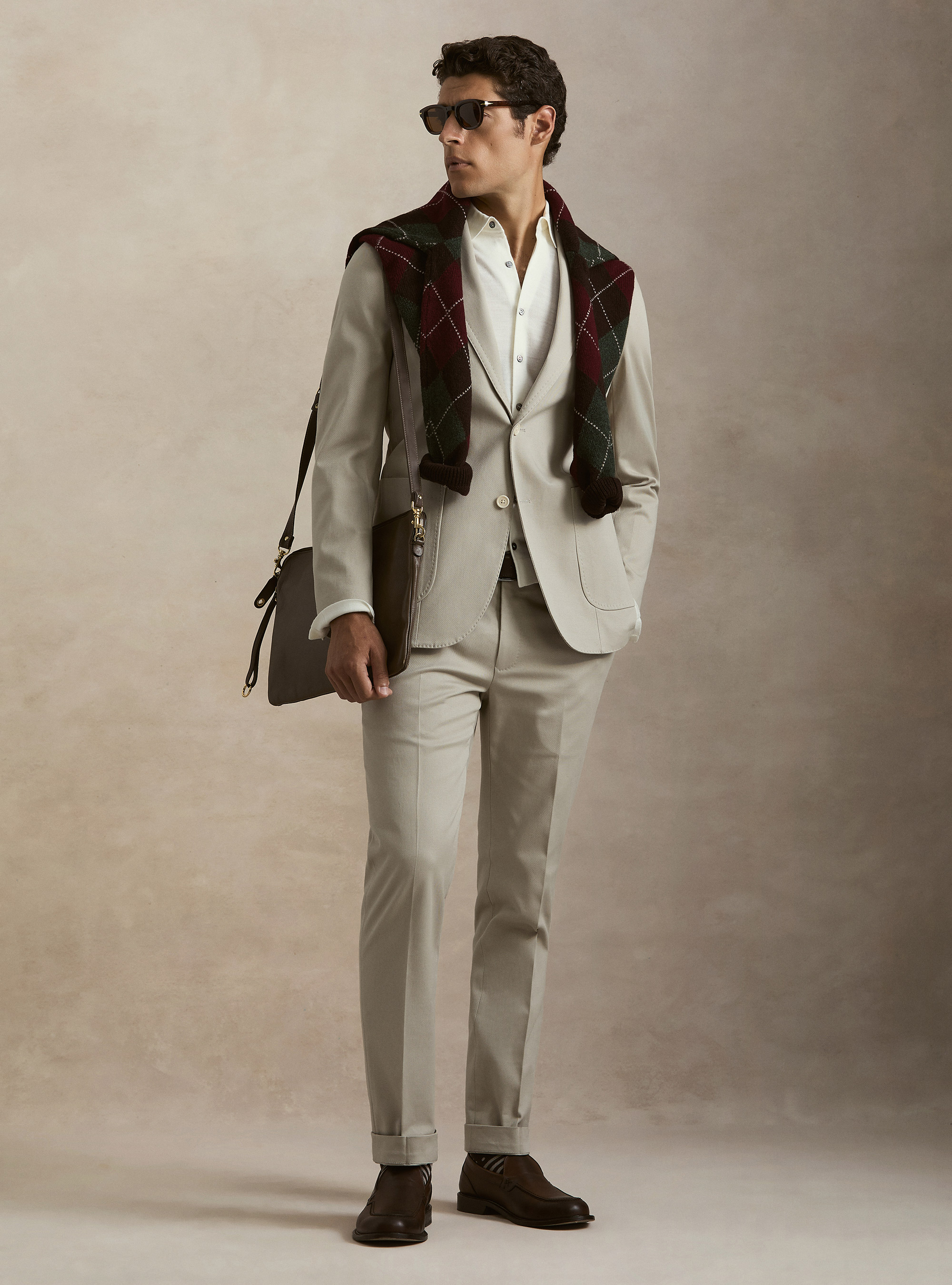 Brushed cotton blazer, ECRU