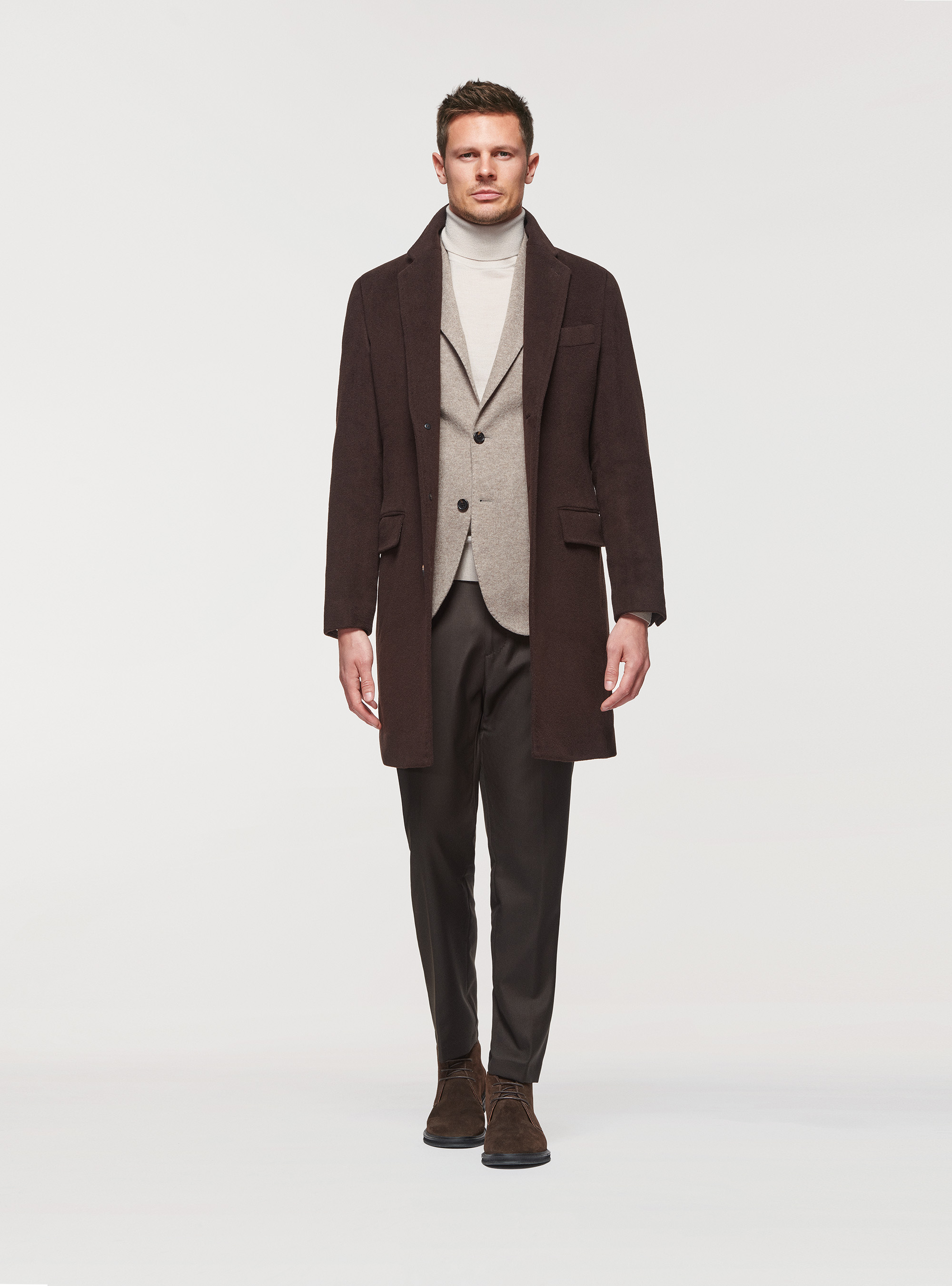 Wool and cashmere coat, BROWN