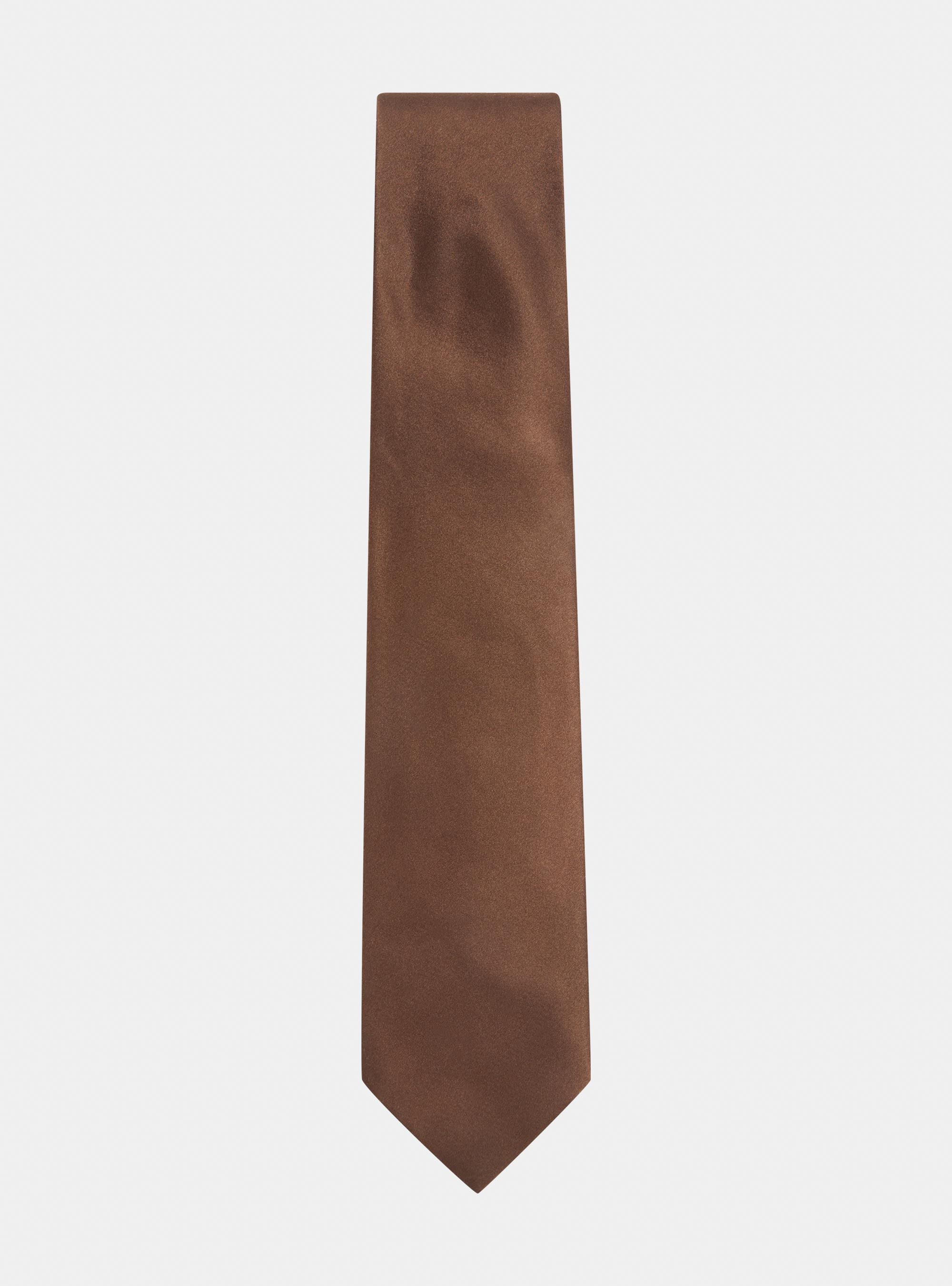 Solid-coloured silk tie, BROWN