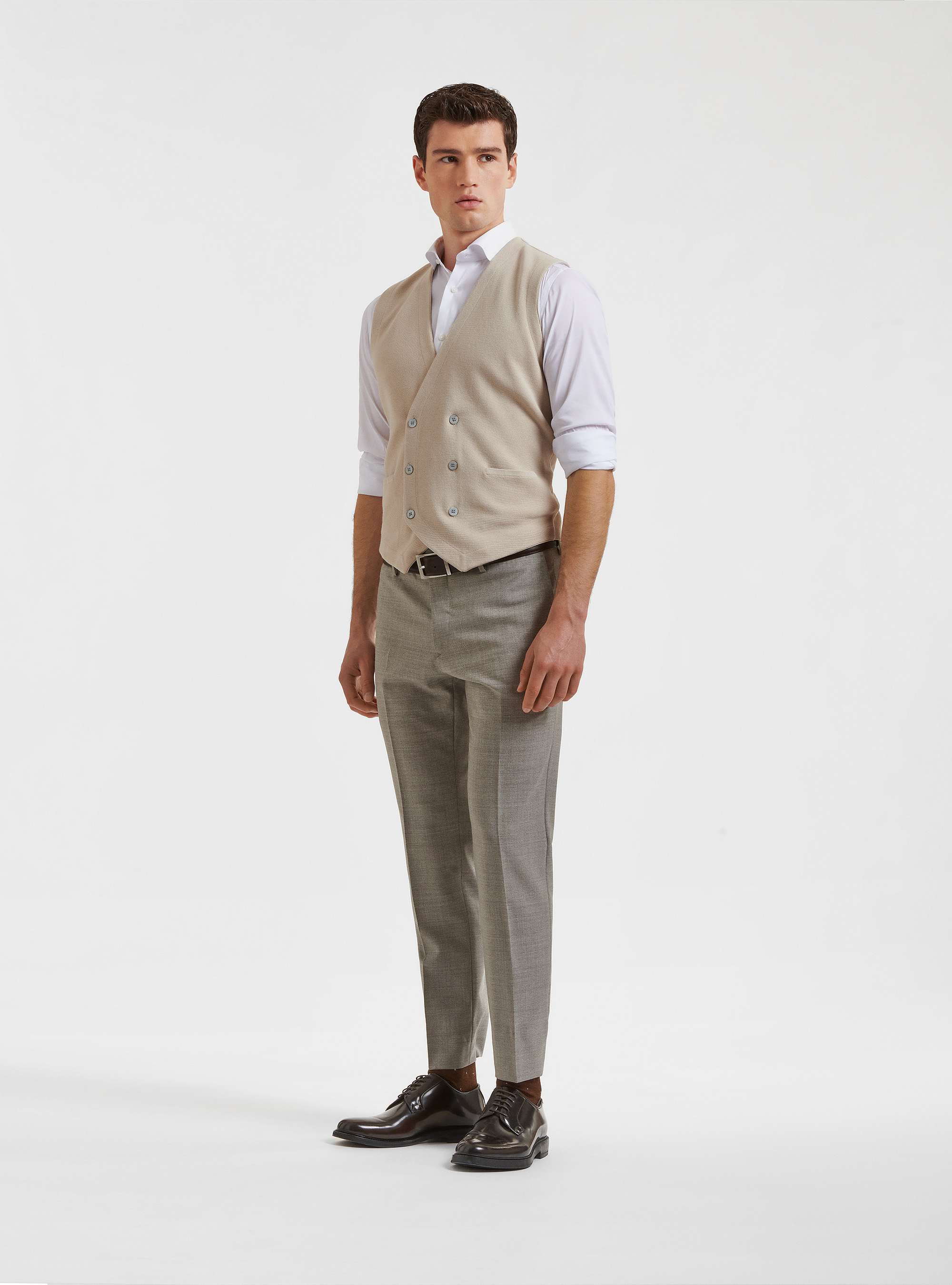 Gilet in maglia in puro cotone extrafine, ECRU