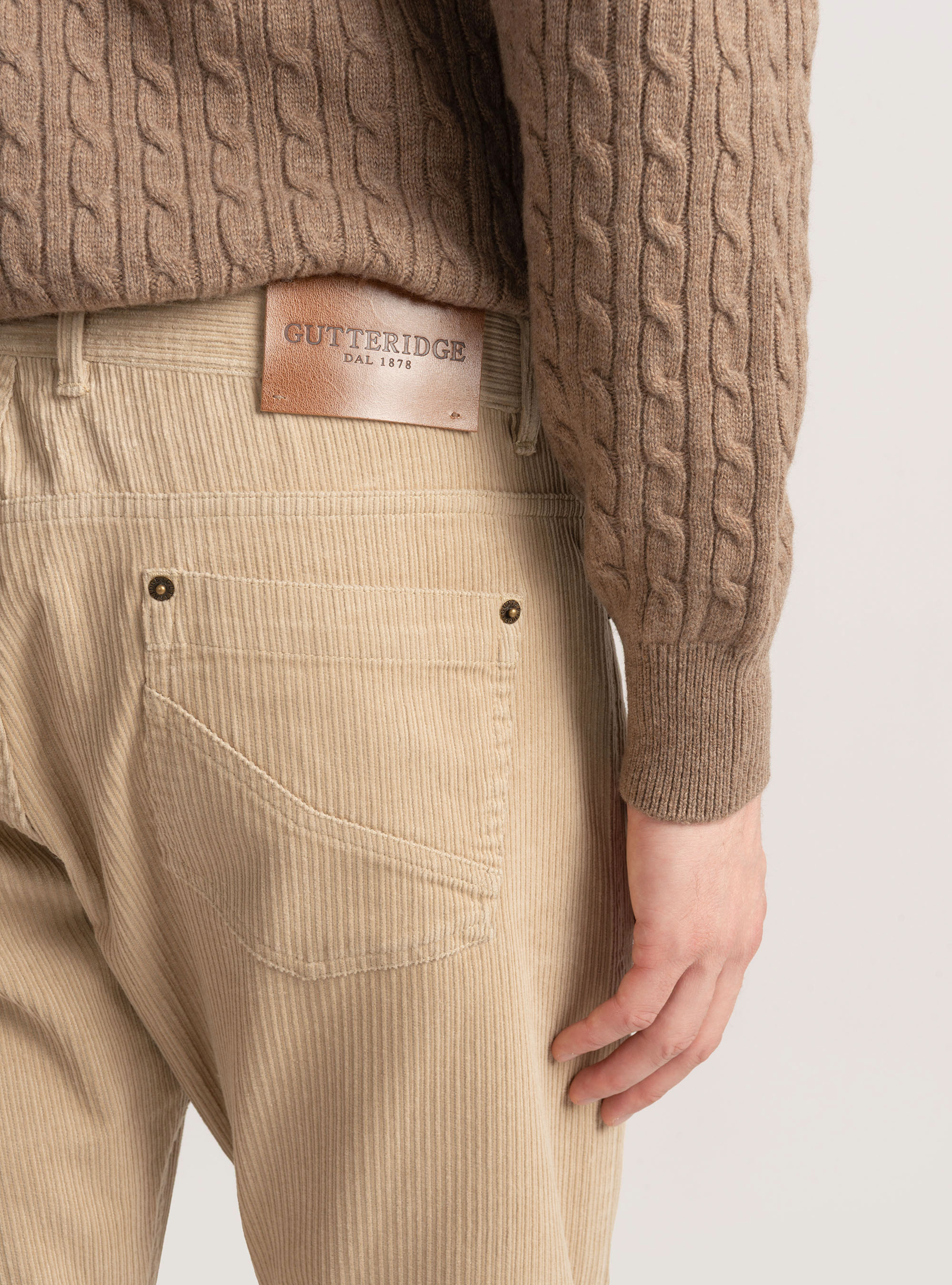 Pantaloni cinque tasche in velluto, SABBIA