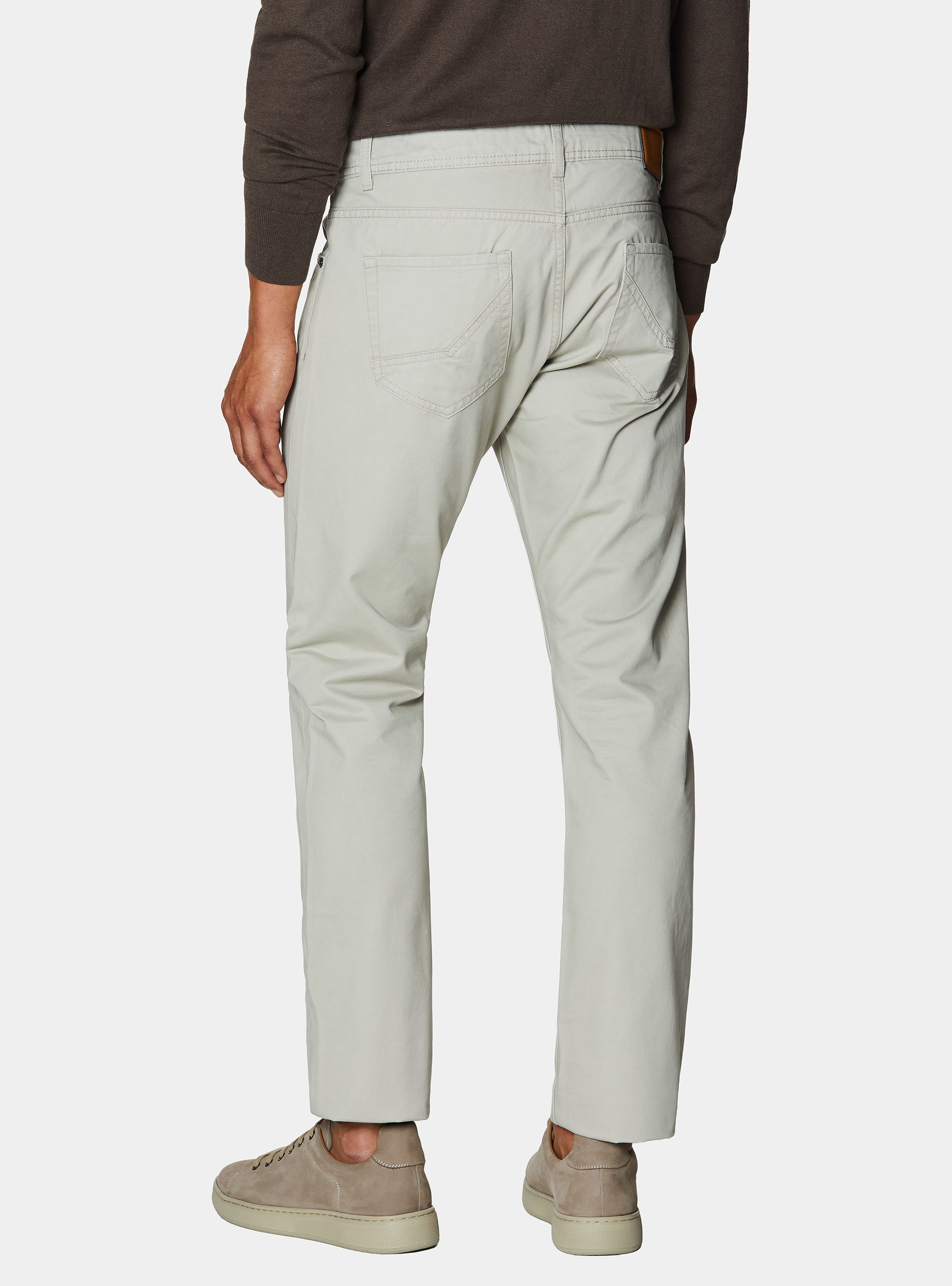 Pantaloni slim fit in twill di cotone, ECRU