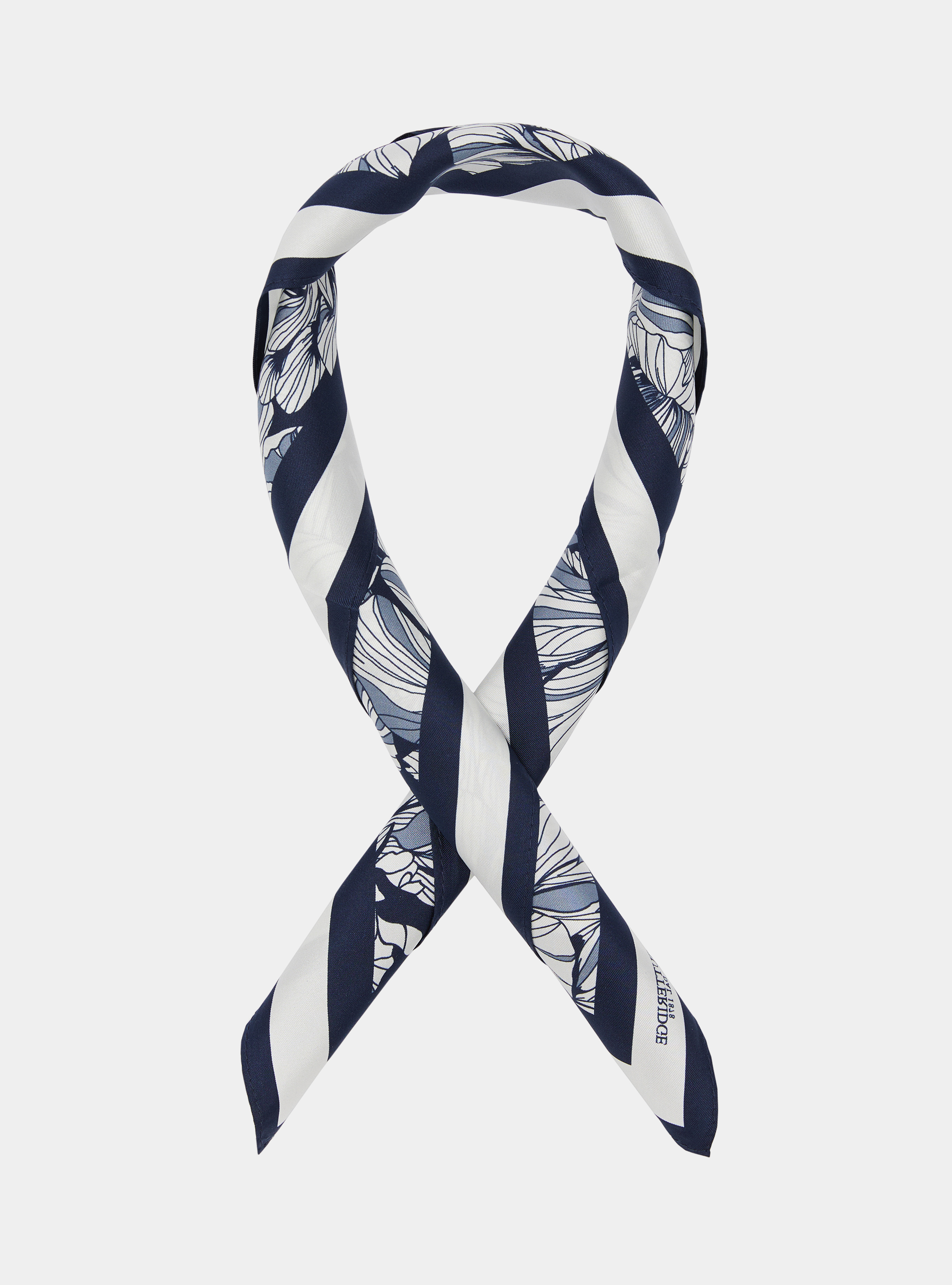Foulard in seta stampa floreale, BLU NAVY