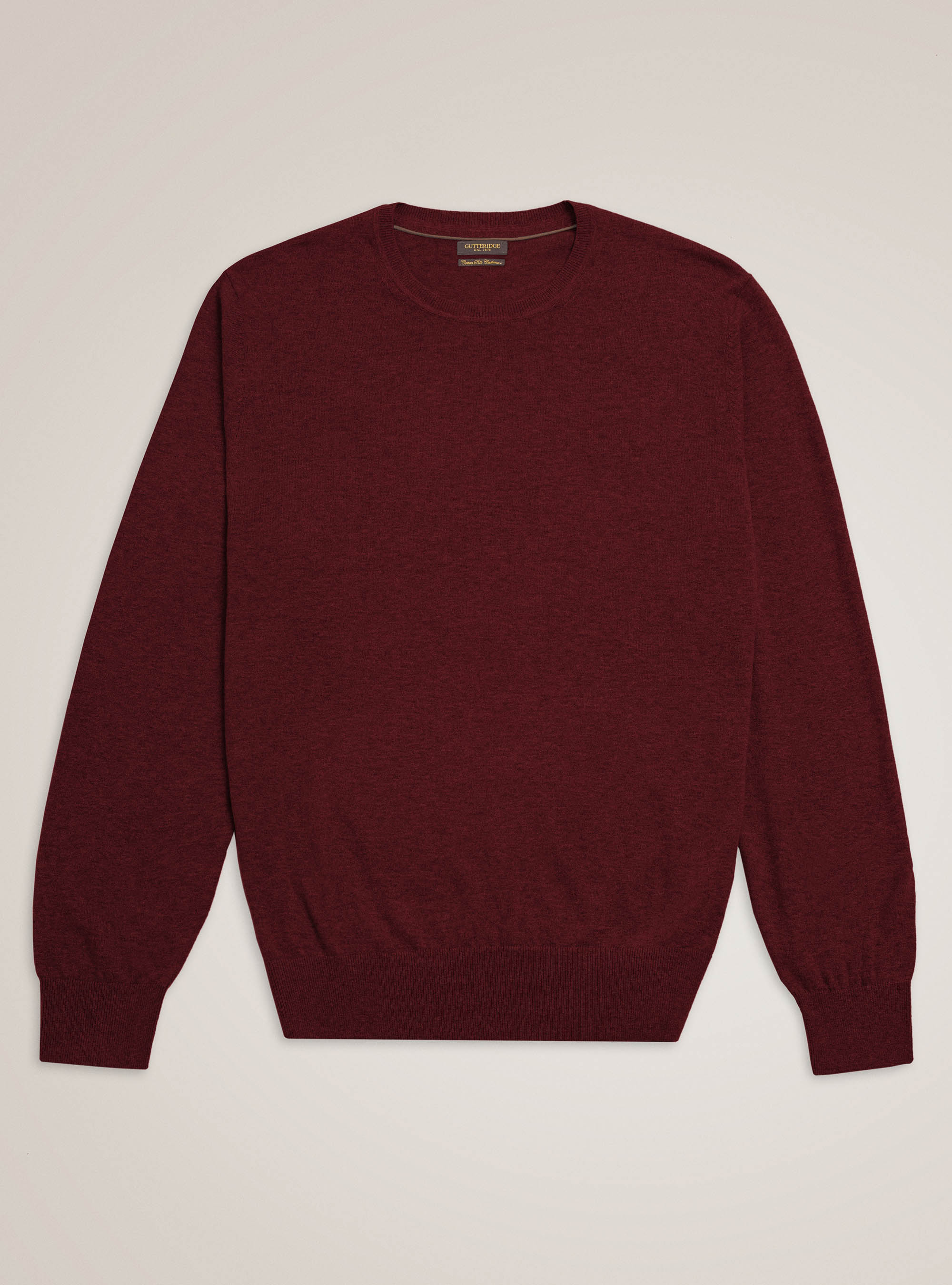 Maglia girocollo in cotone seta e cashmere, BORDEAUX