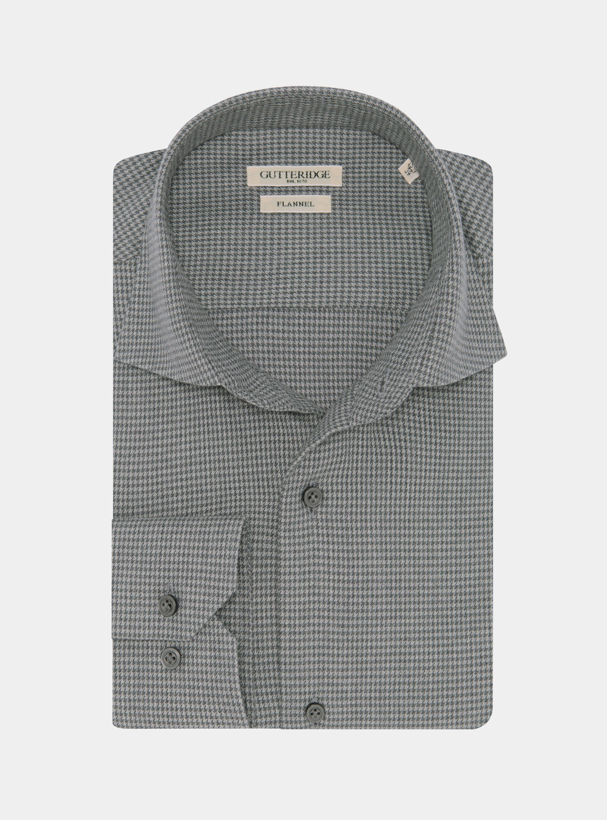 Micro-patterned cotton and wool flannel shirt, GREY