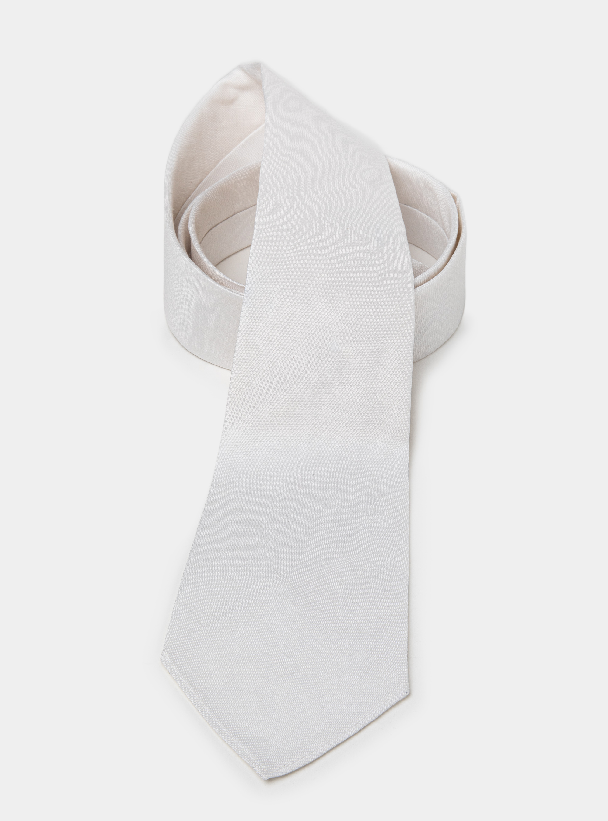 Silk and linen tie, WHITE