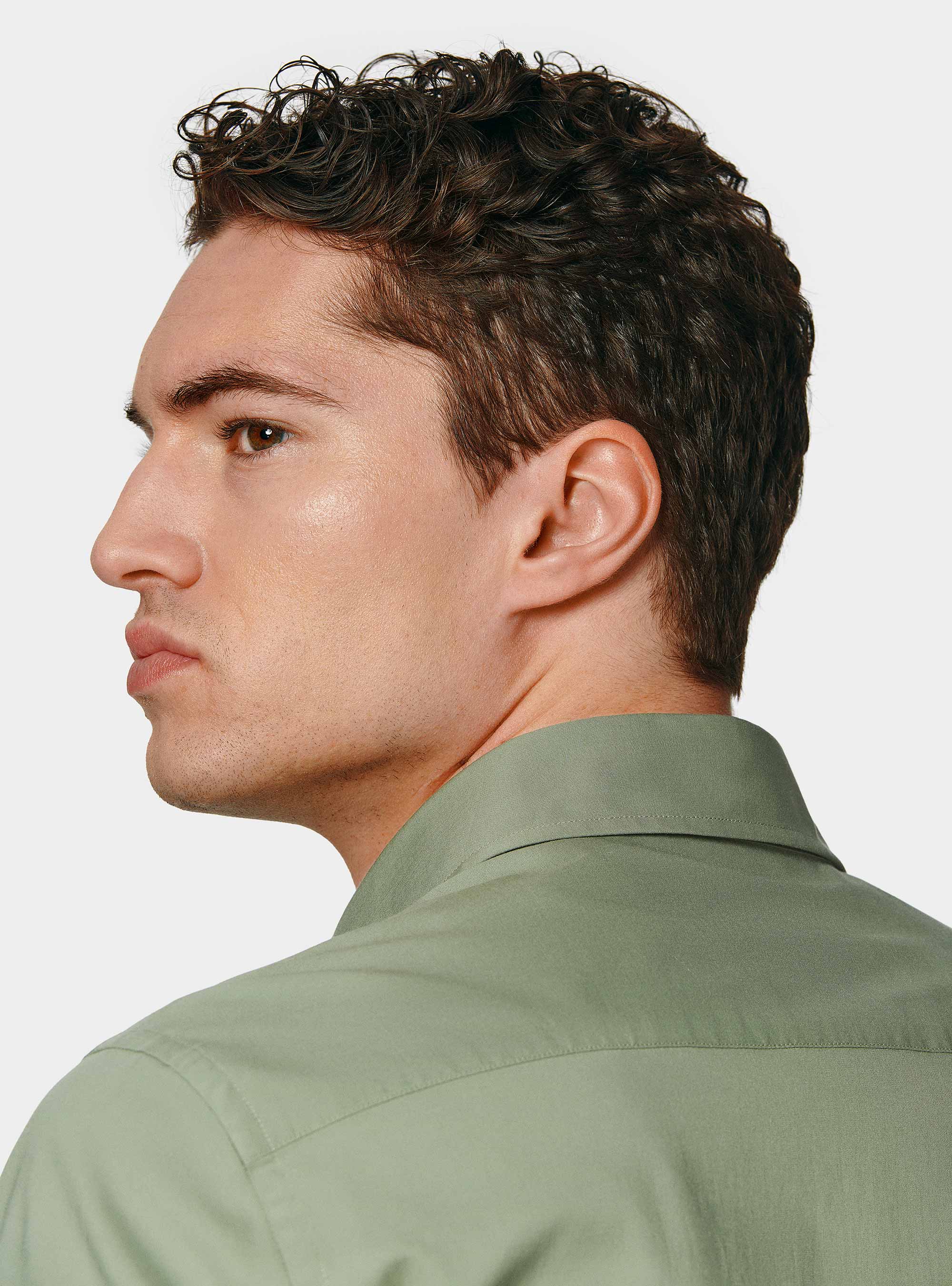 Camicia in popeline stretch, SALVIA 0602C