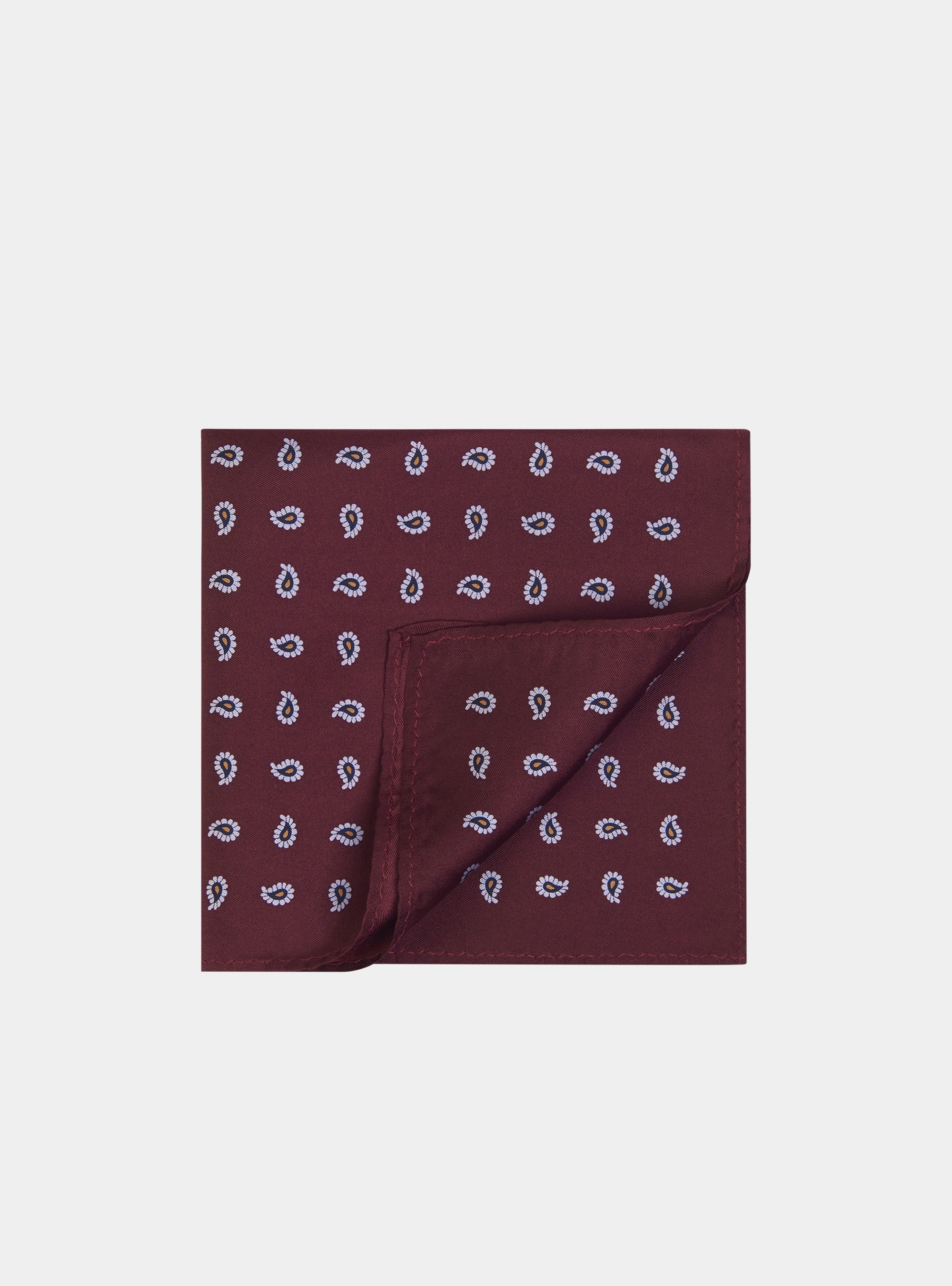 Pochette in seta fantasia paisley, BORDEAUX