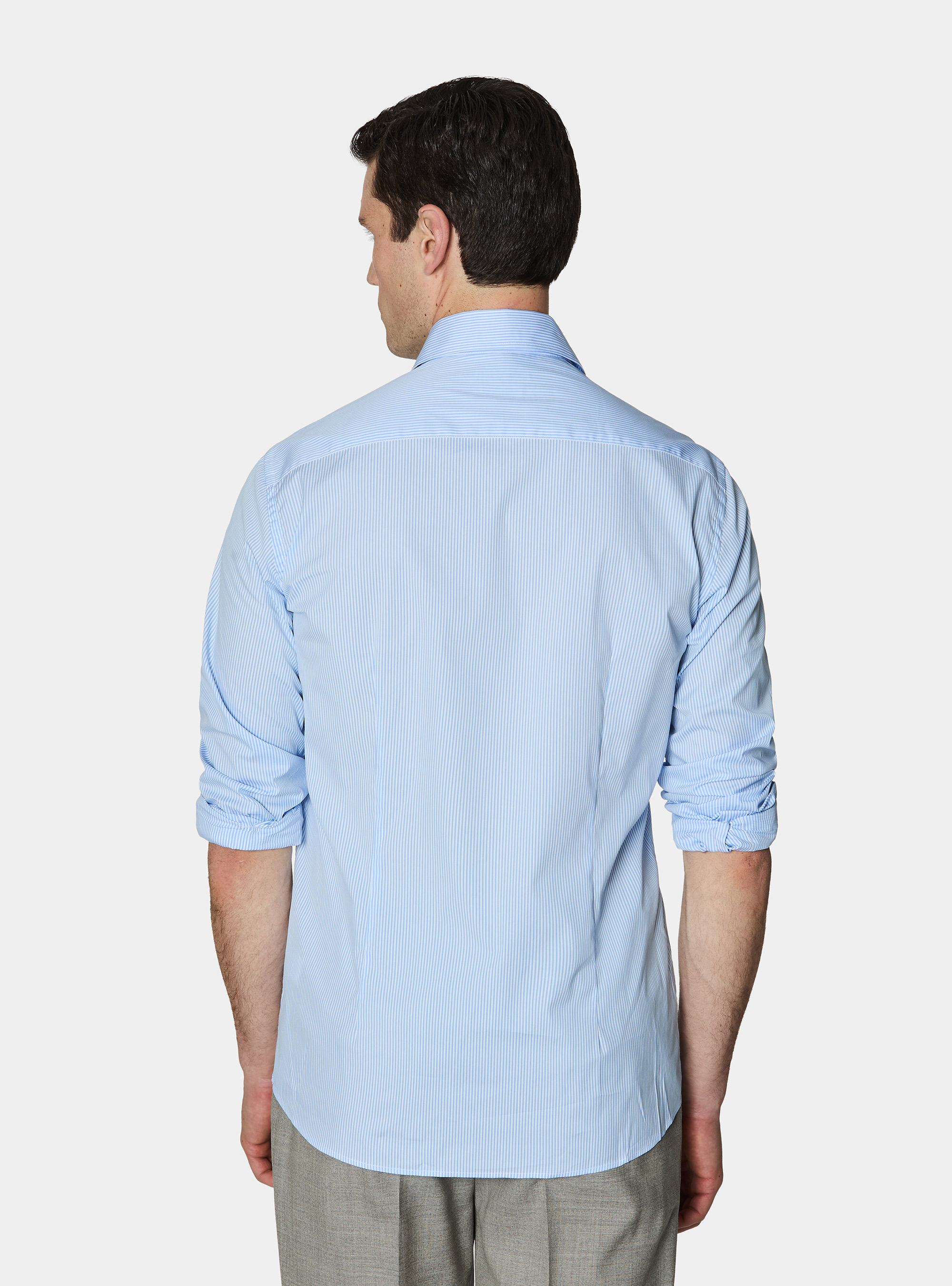 Striped cotton poplin stretch shirt, LIGHT BLUE