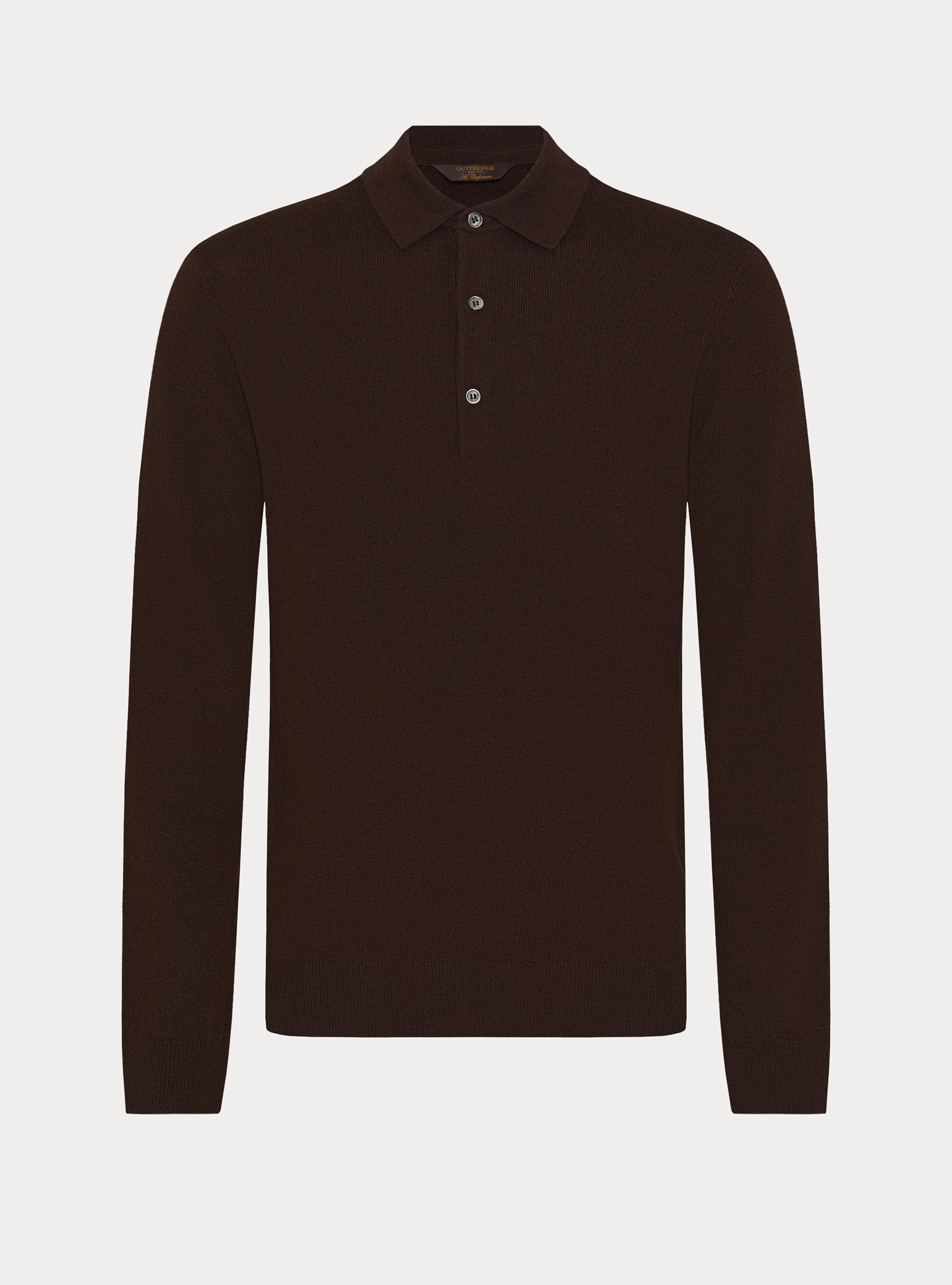 Maglia a polo in lana e cashmere, MARRONE