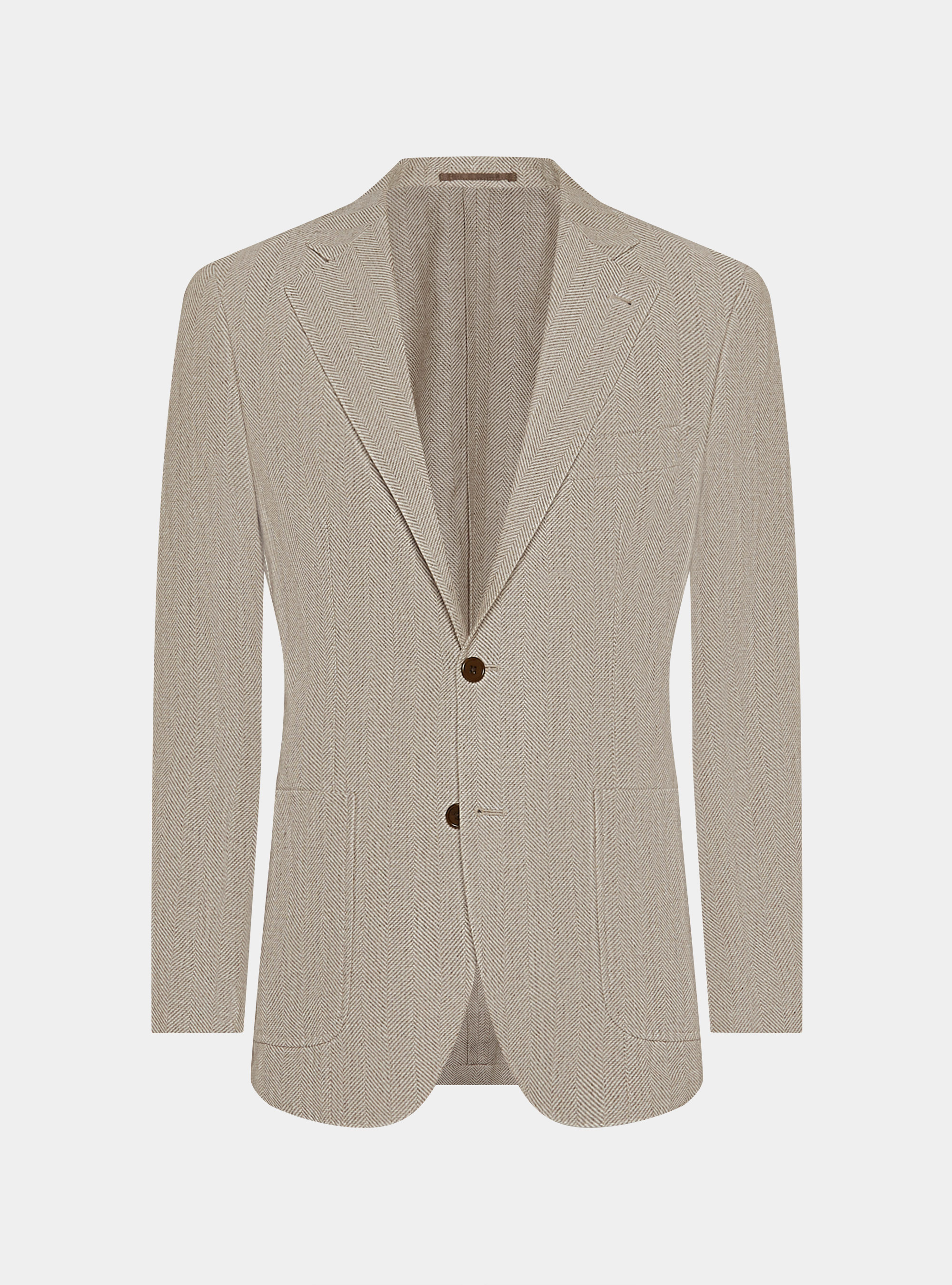 Giacca spigata in lino e cotone, TABACCO