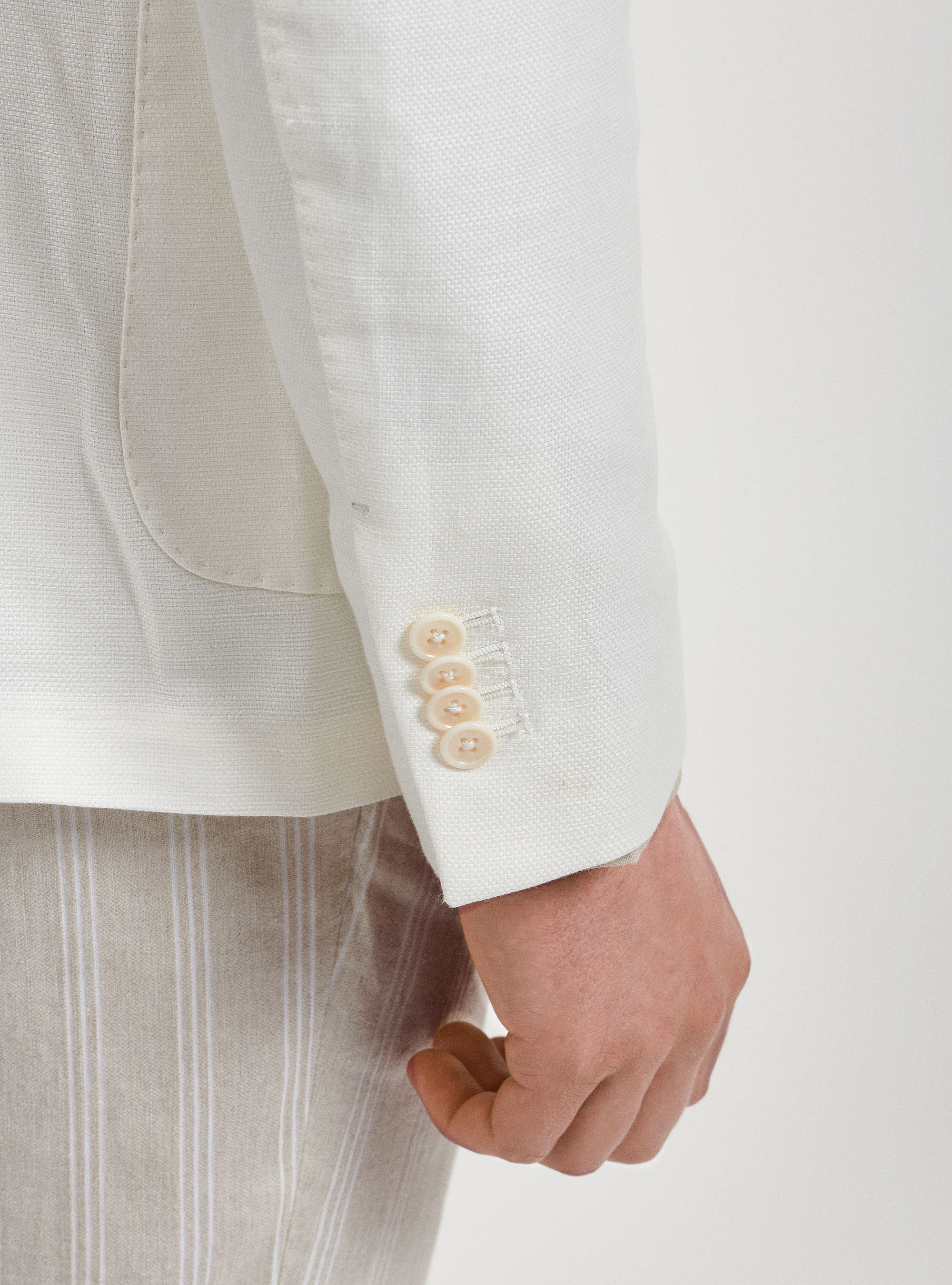 Linen and cotton blazer, WHITE