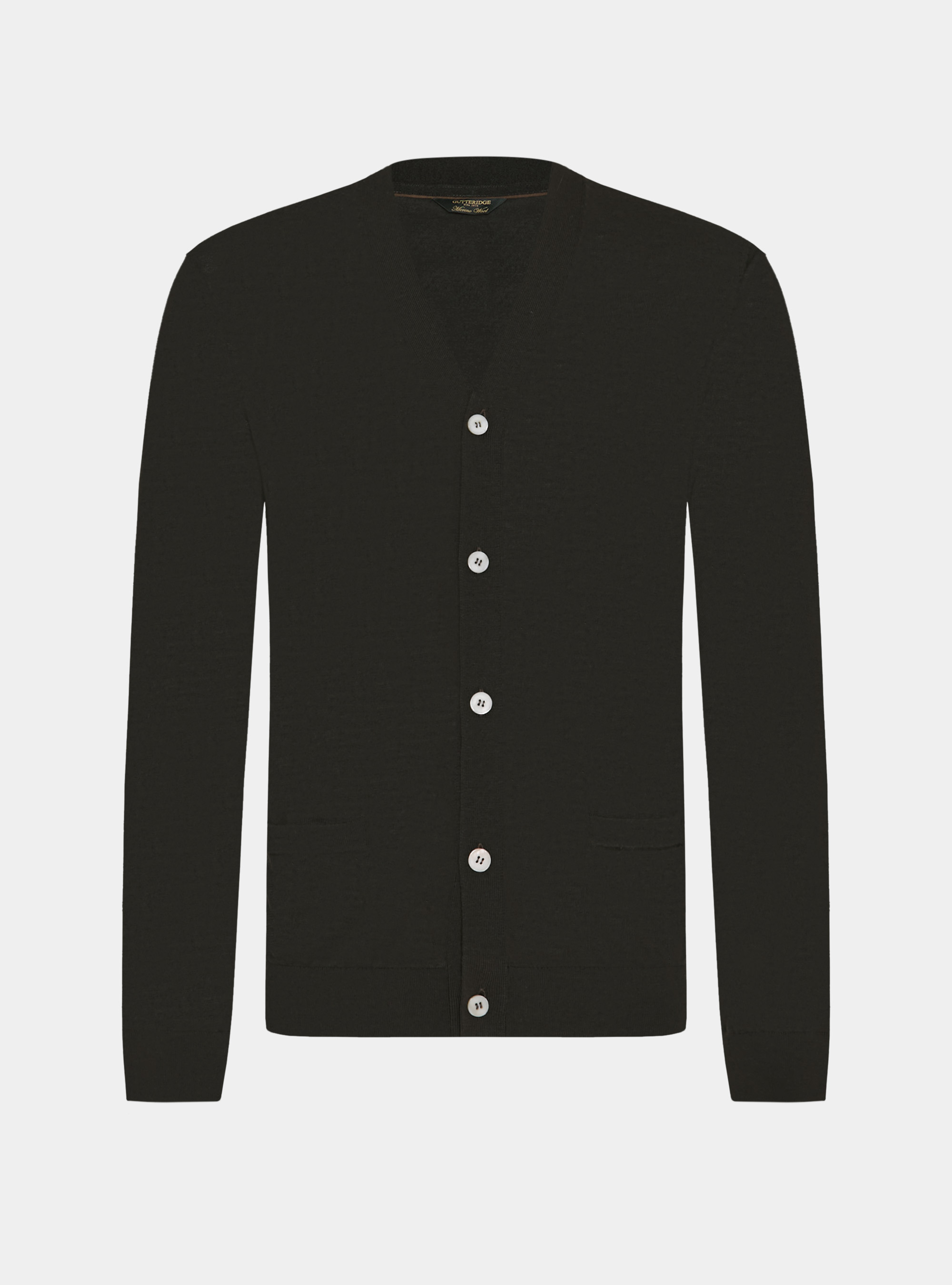 Knitted cardigan with buttons in extra-fine merino wool, BROWN