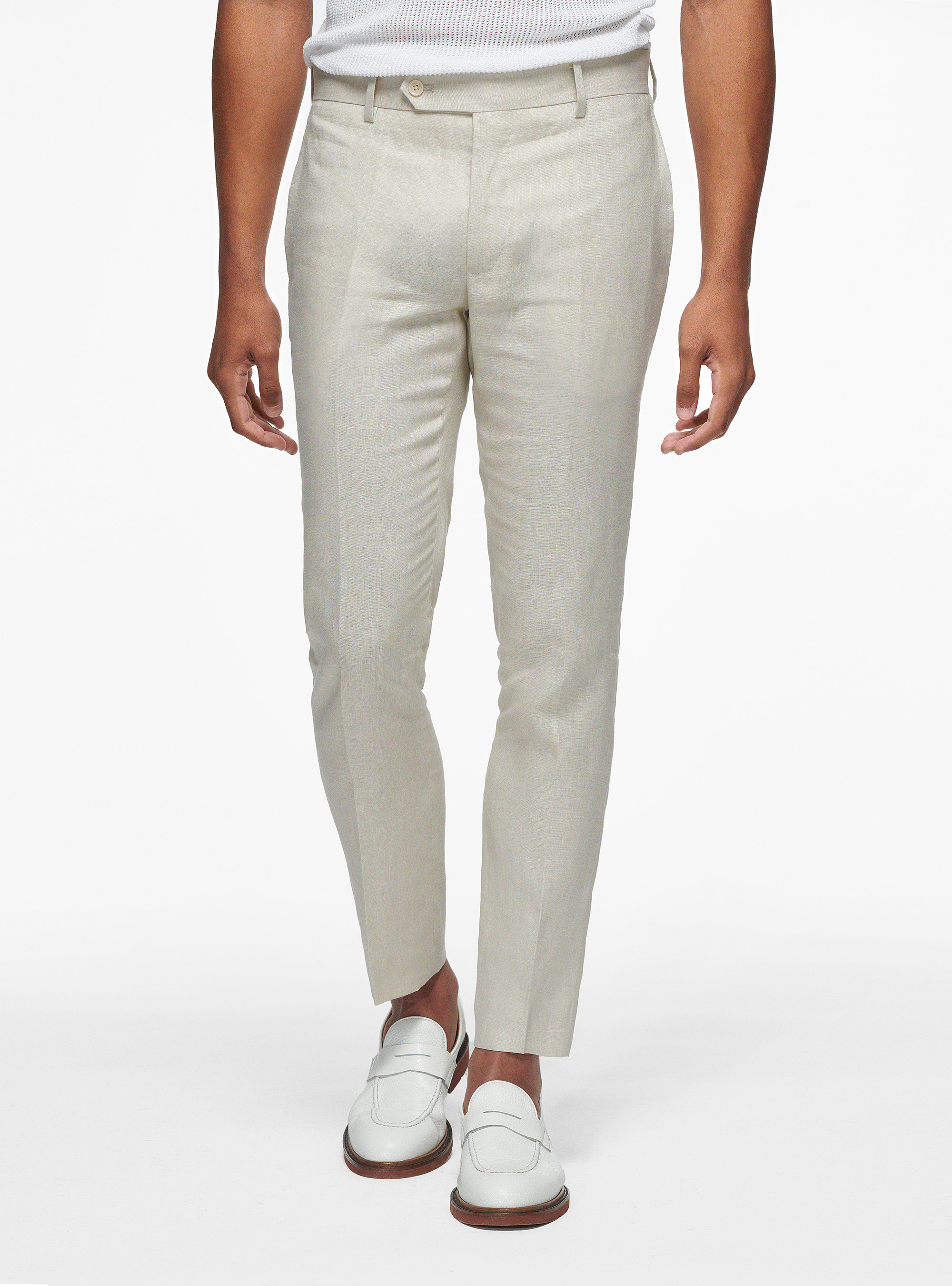 Gutteridge - Pantaloni in puro lino, Unisex, Ecru, Taglia: 44