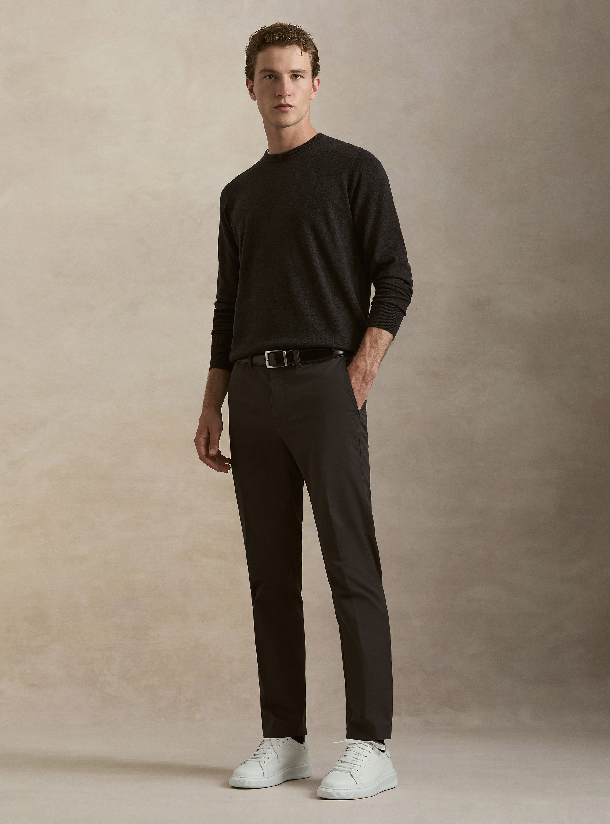 Slack slim fit in twill stretch, ASFALTO 0112C