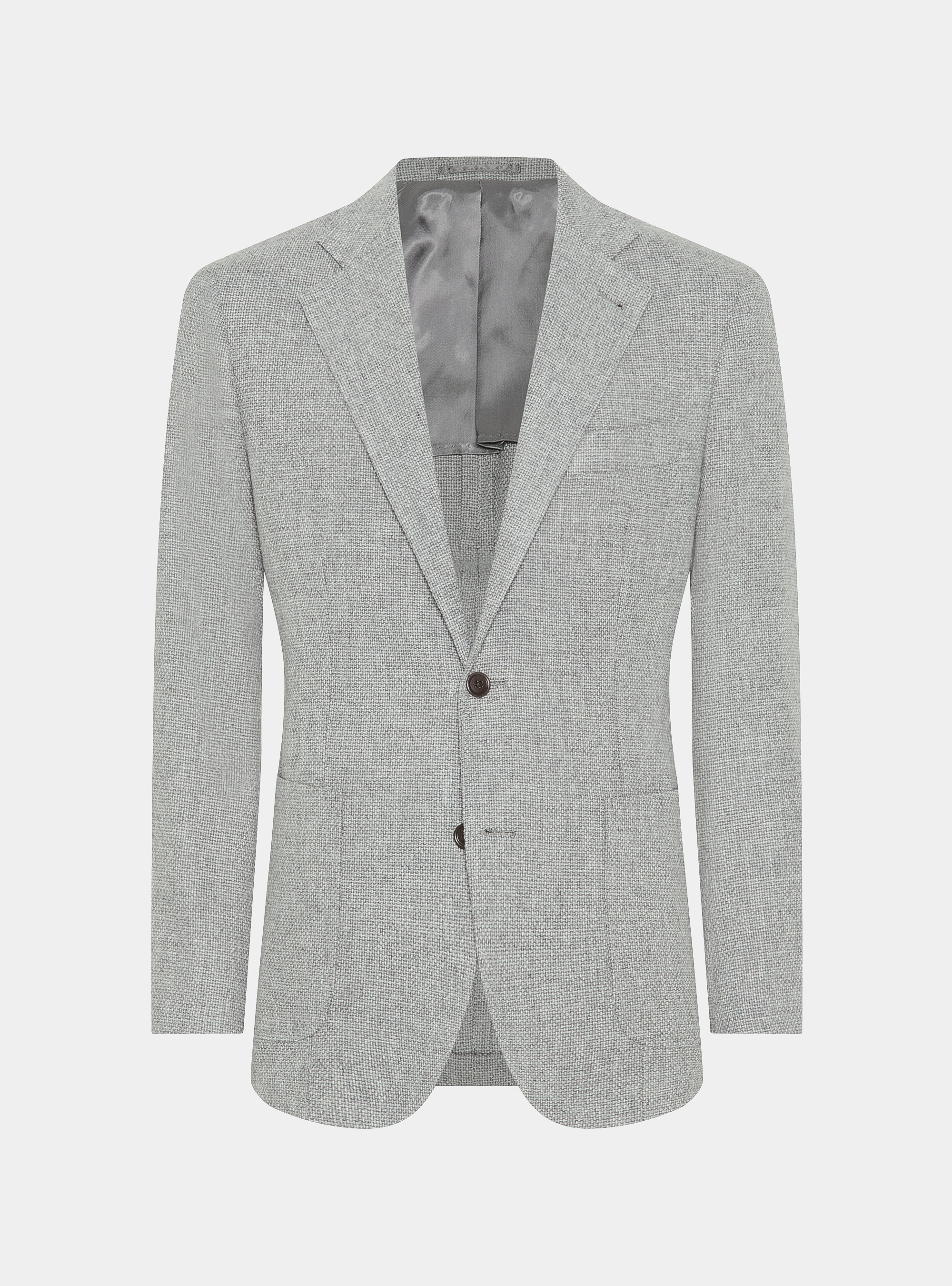 Giacca hopsack in lana cotone e cashmere, GRIGIO CHIARO