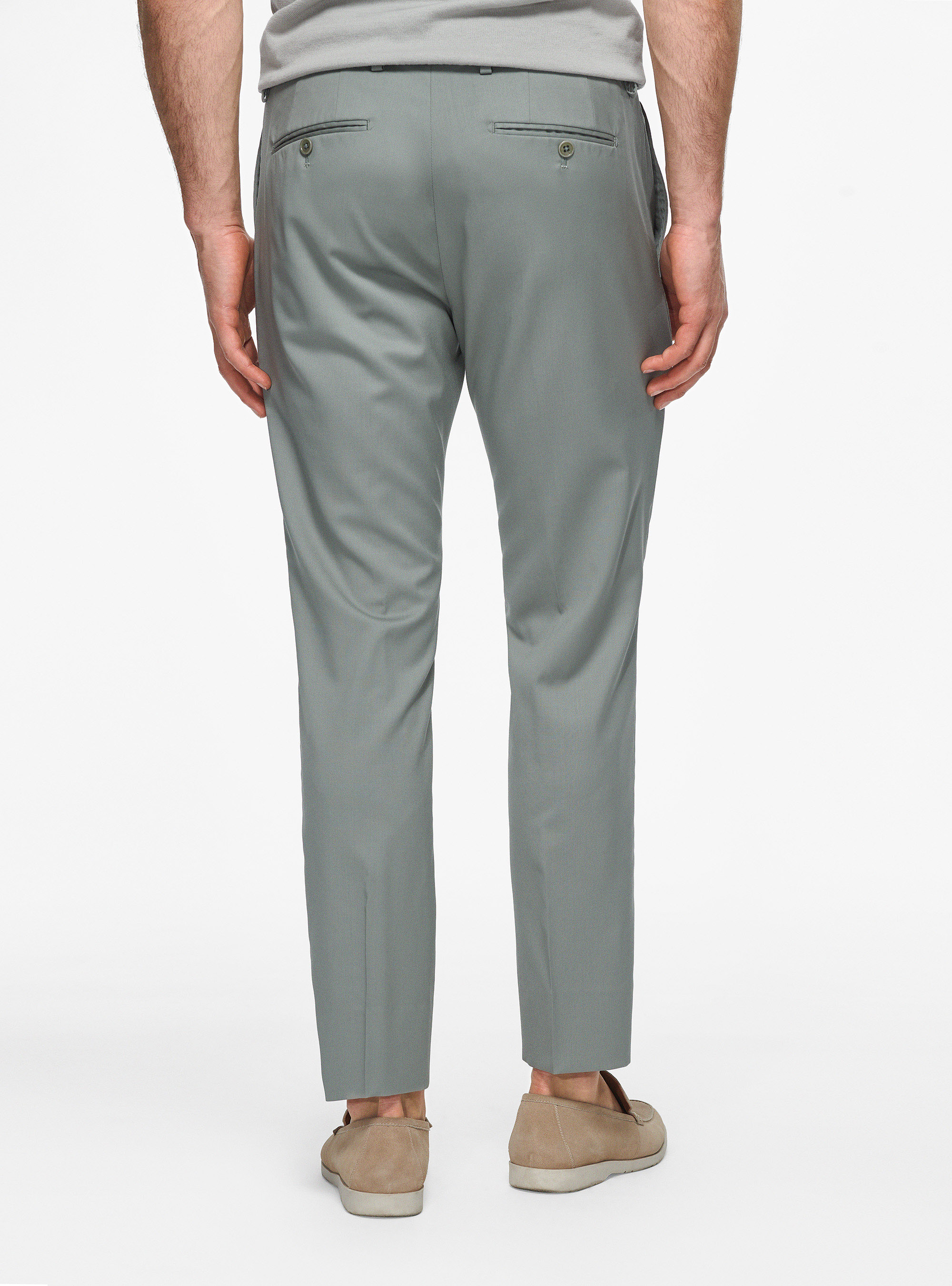 Trousers in pure 110's superfine wool, SALVIA 0602C