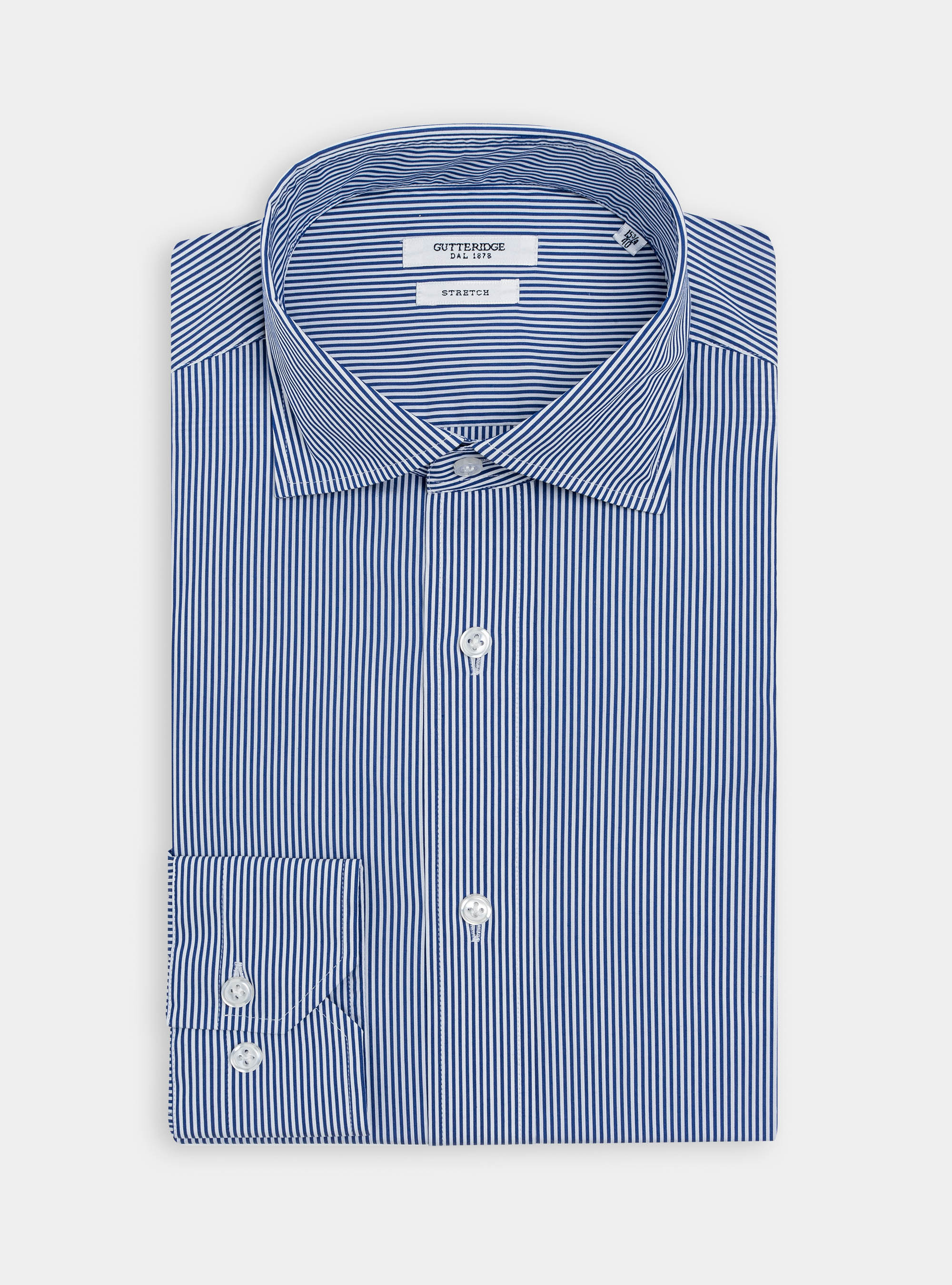 Stretch poplin striped shirt, BLUE