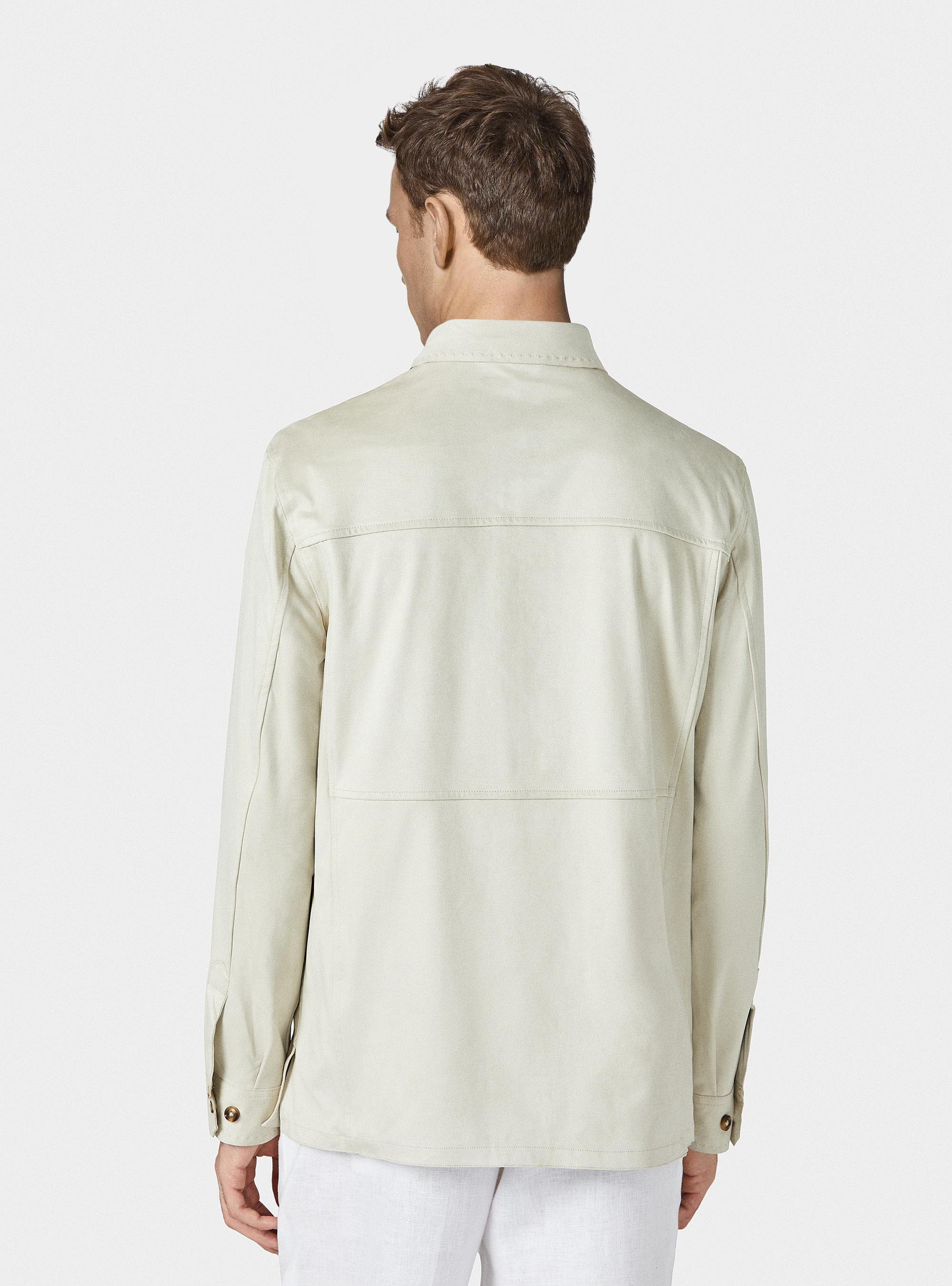 Suede effect shirt jacket, ECRU