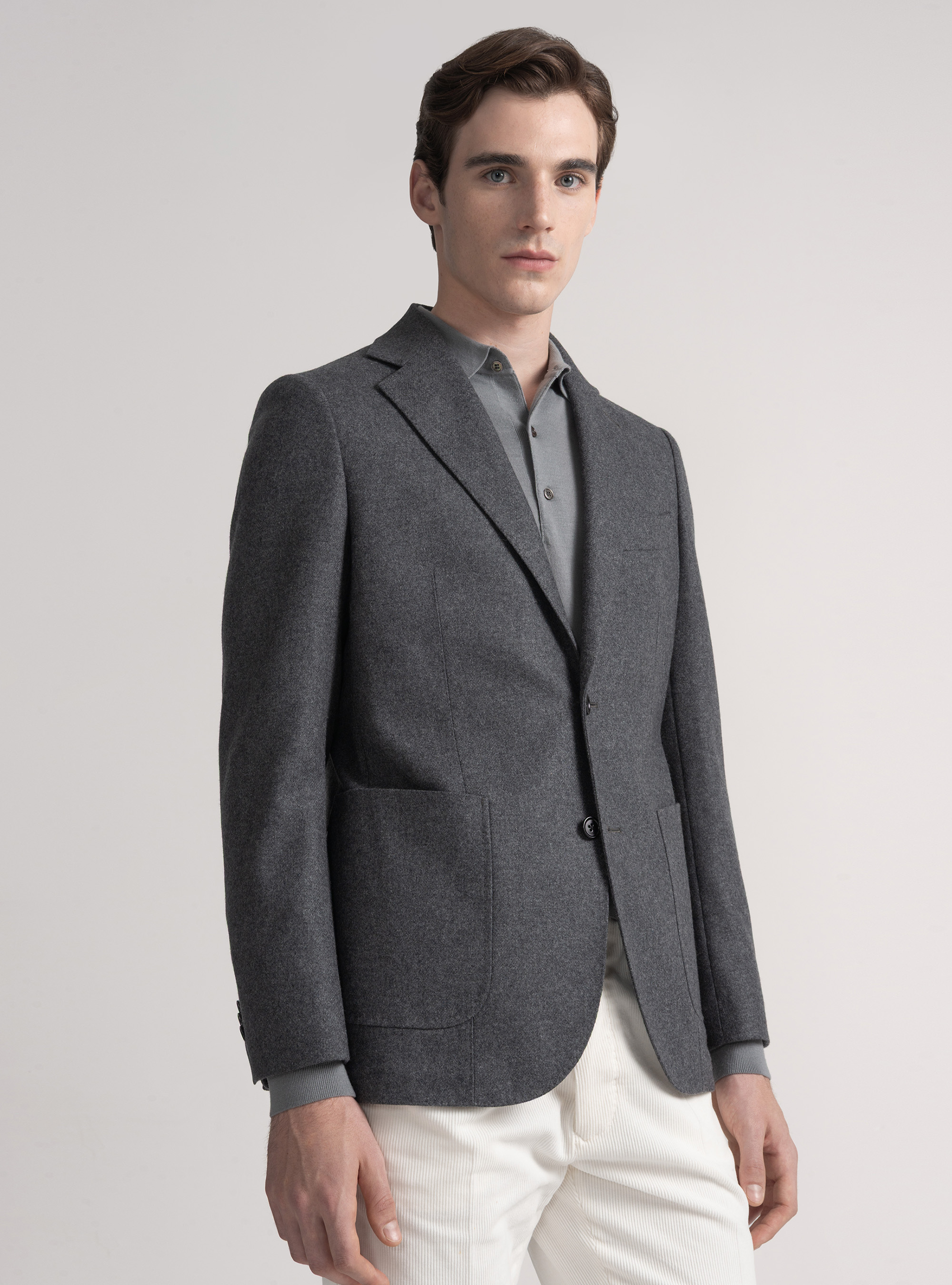 Giacca in flanella di misto lana, ASFALTO