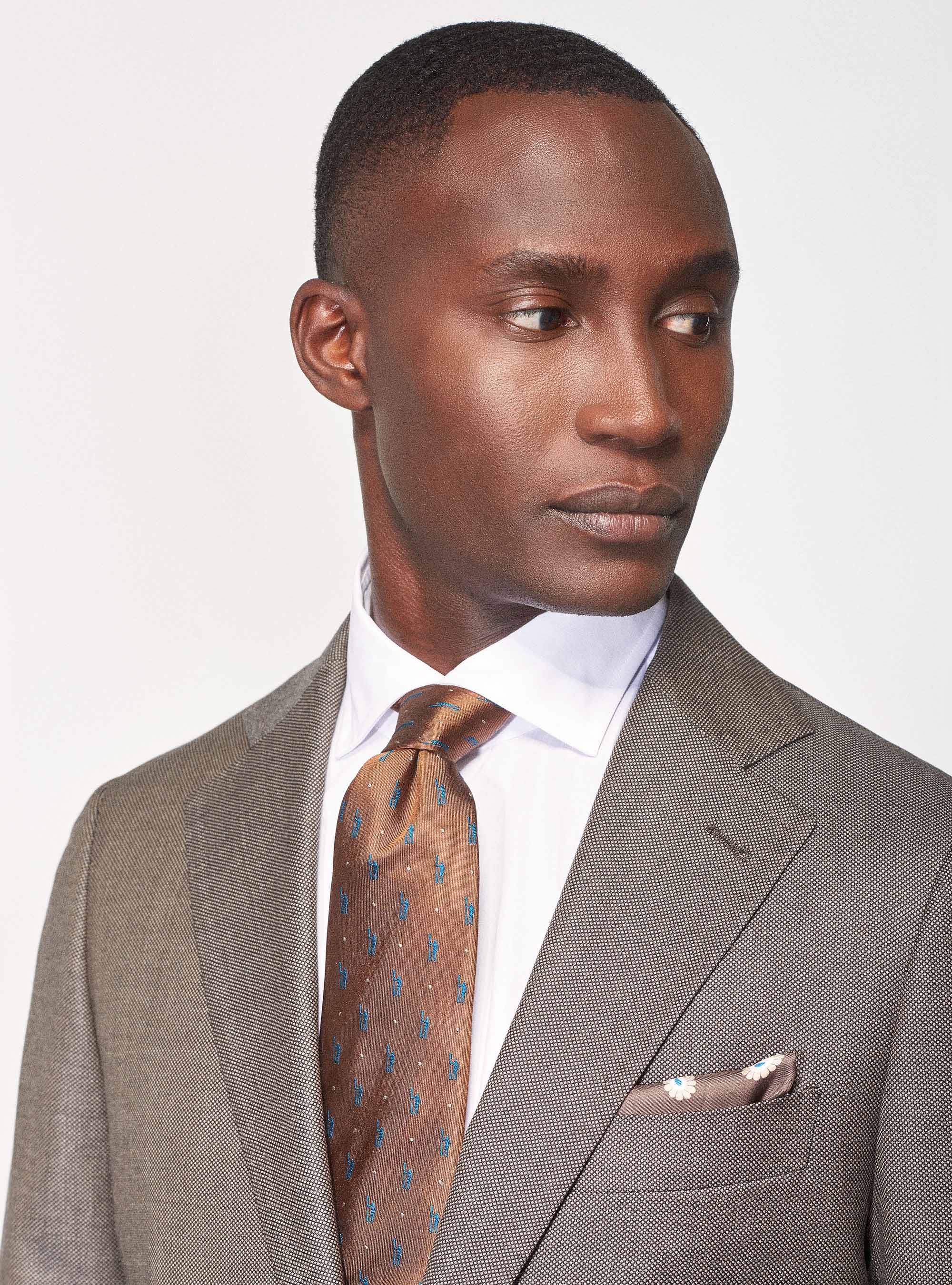 Giacca per abito in lana occhio di pernice superfine 110's Vitale Barberis Canonico, MARRONE