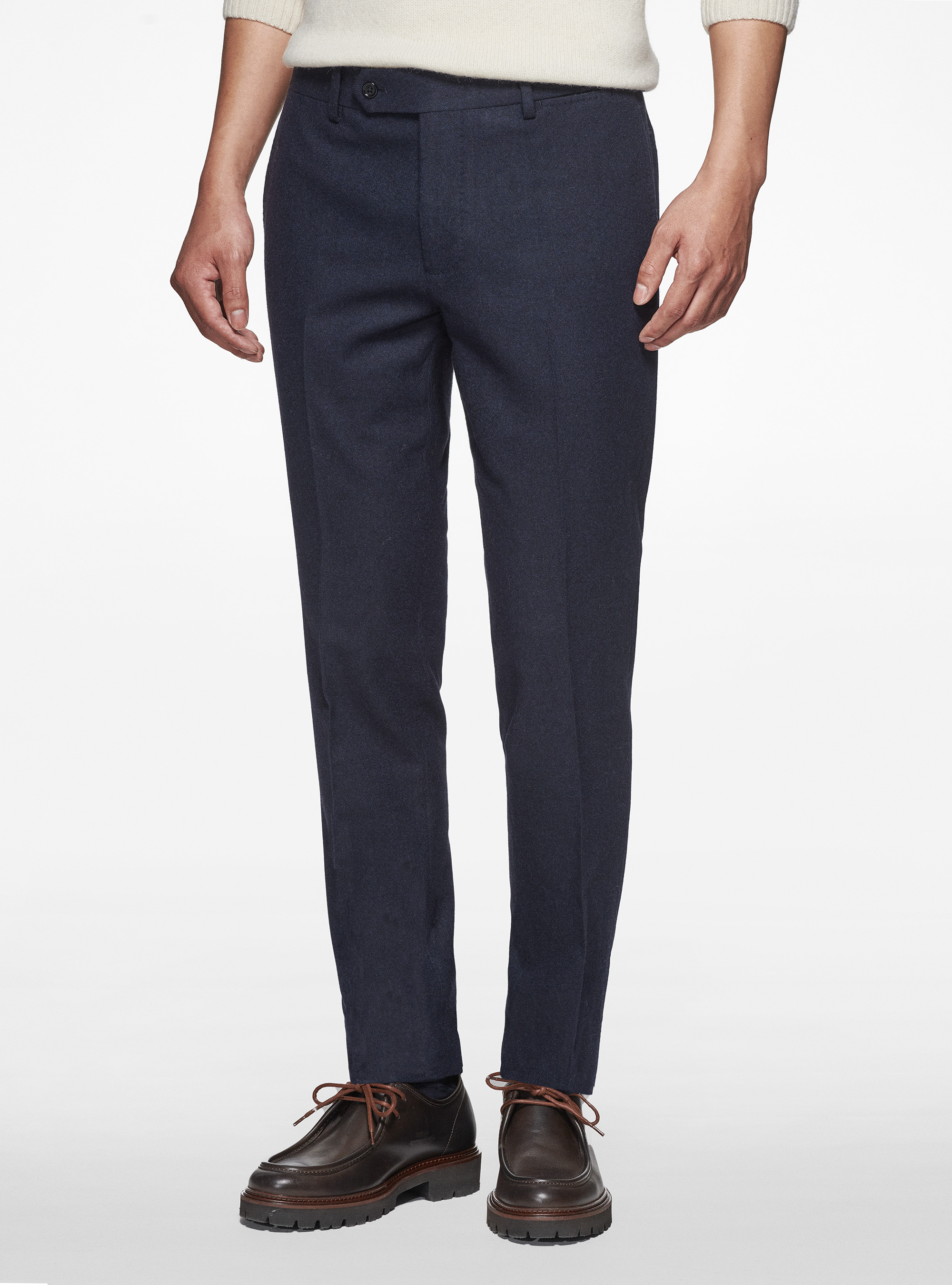 Pantaloni in flanella di misto lana Duemilagori, BLU NAVY