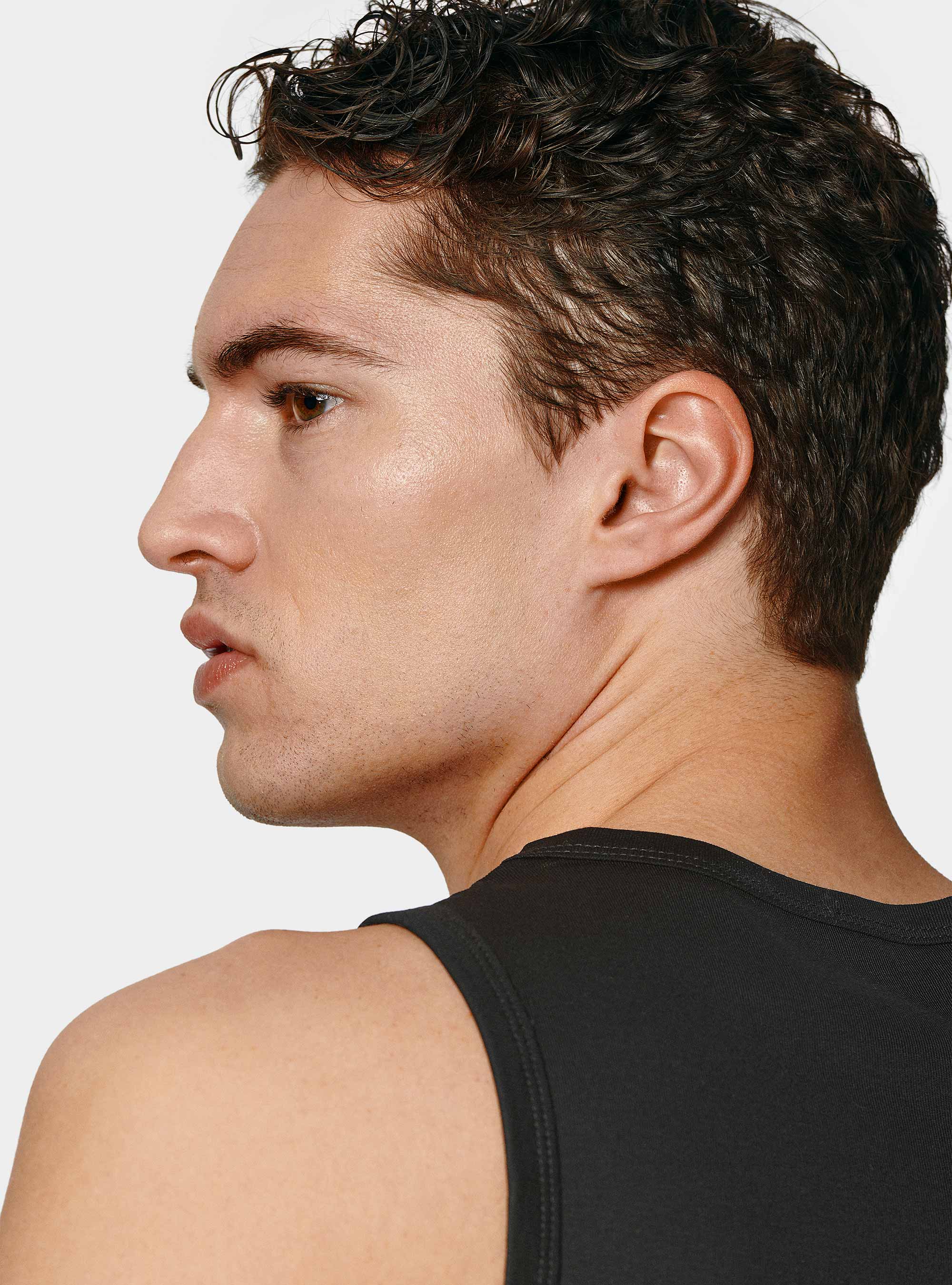 Camiseta de tirantes de hilo de algod&oacute;n, NEGRO