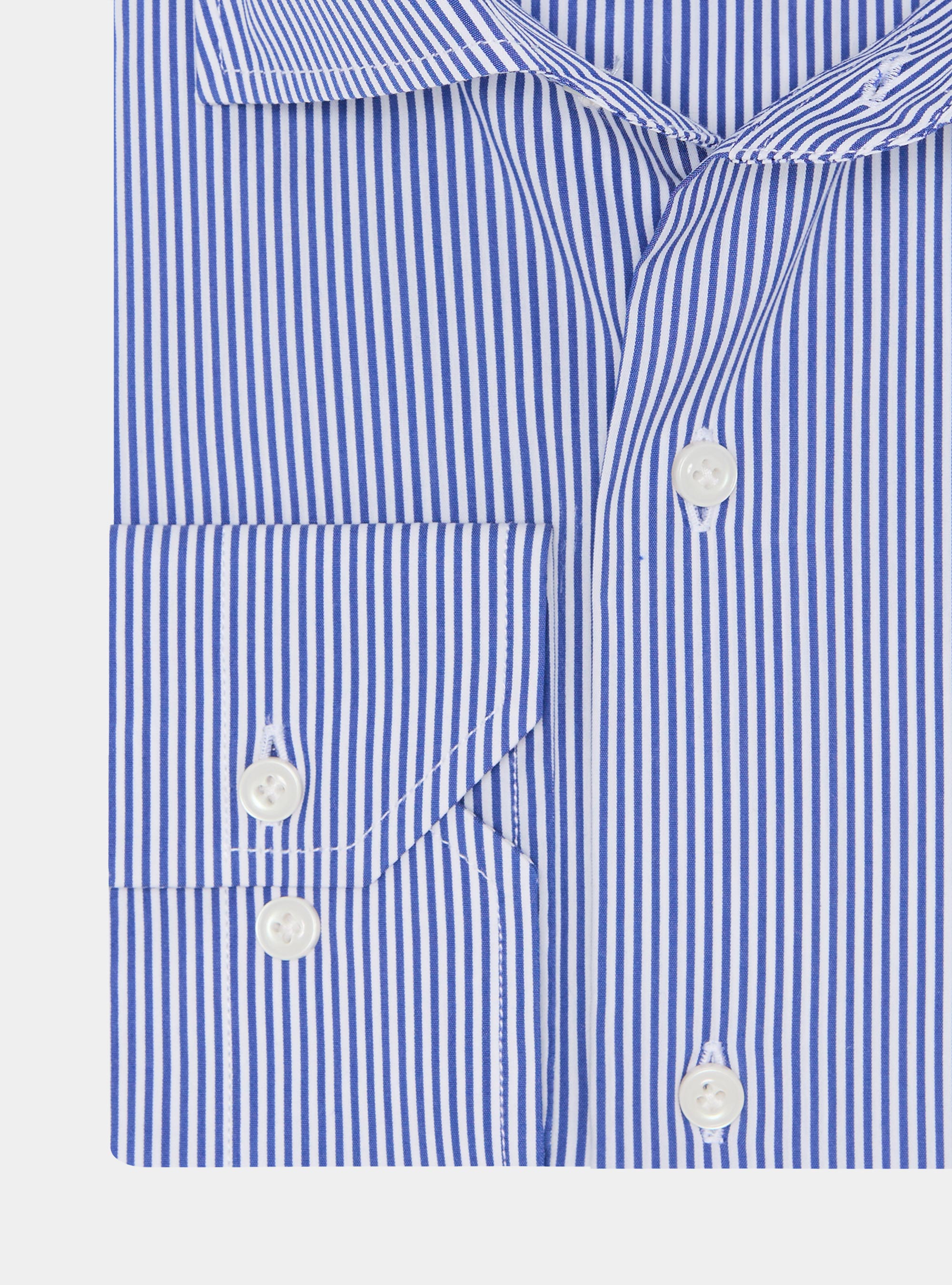 Camicia in cotone rigato popeline stretch, BLU