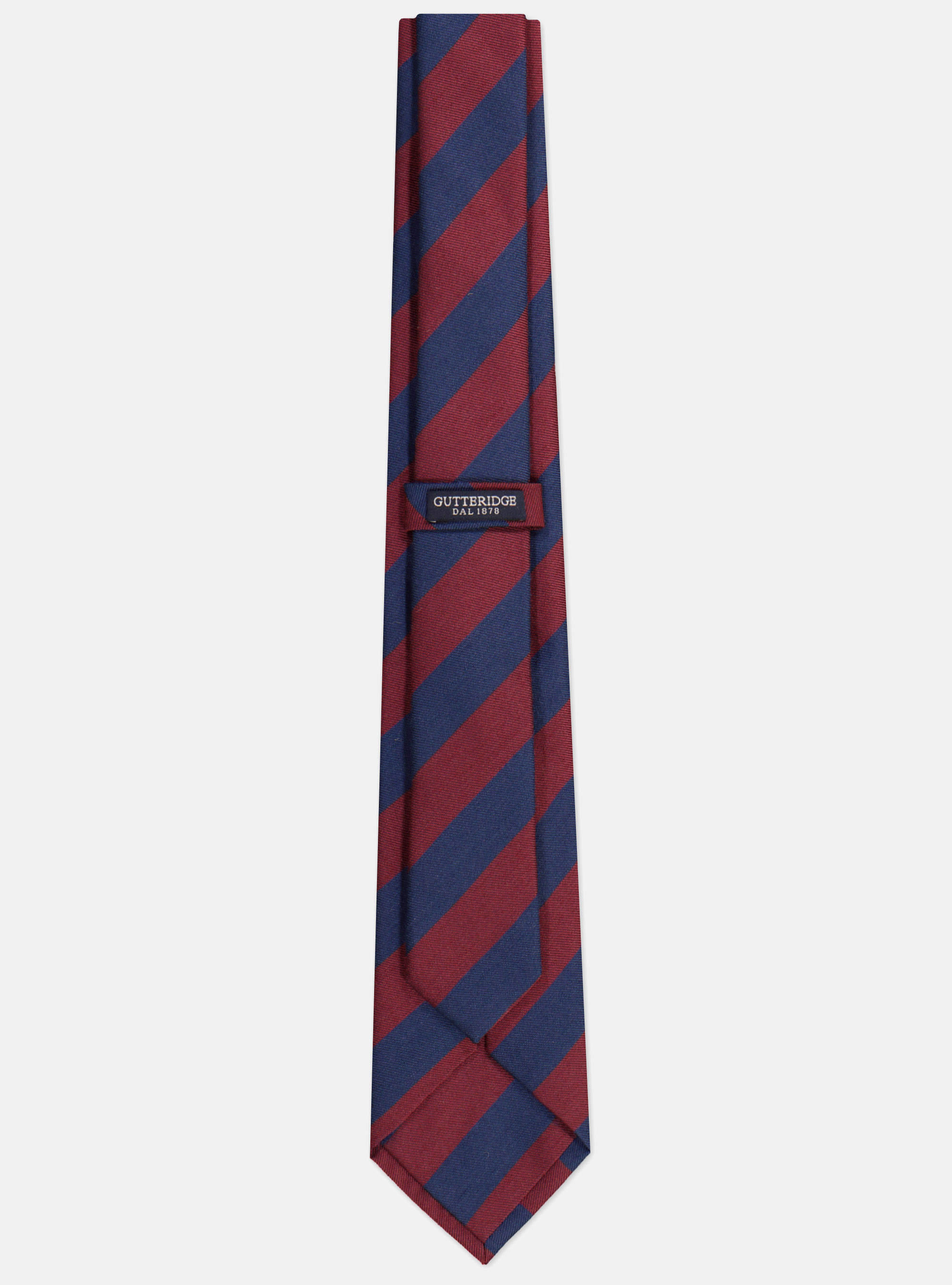 Silk and wool diagonal stripes tie 5 folds, BLUE