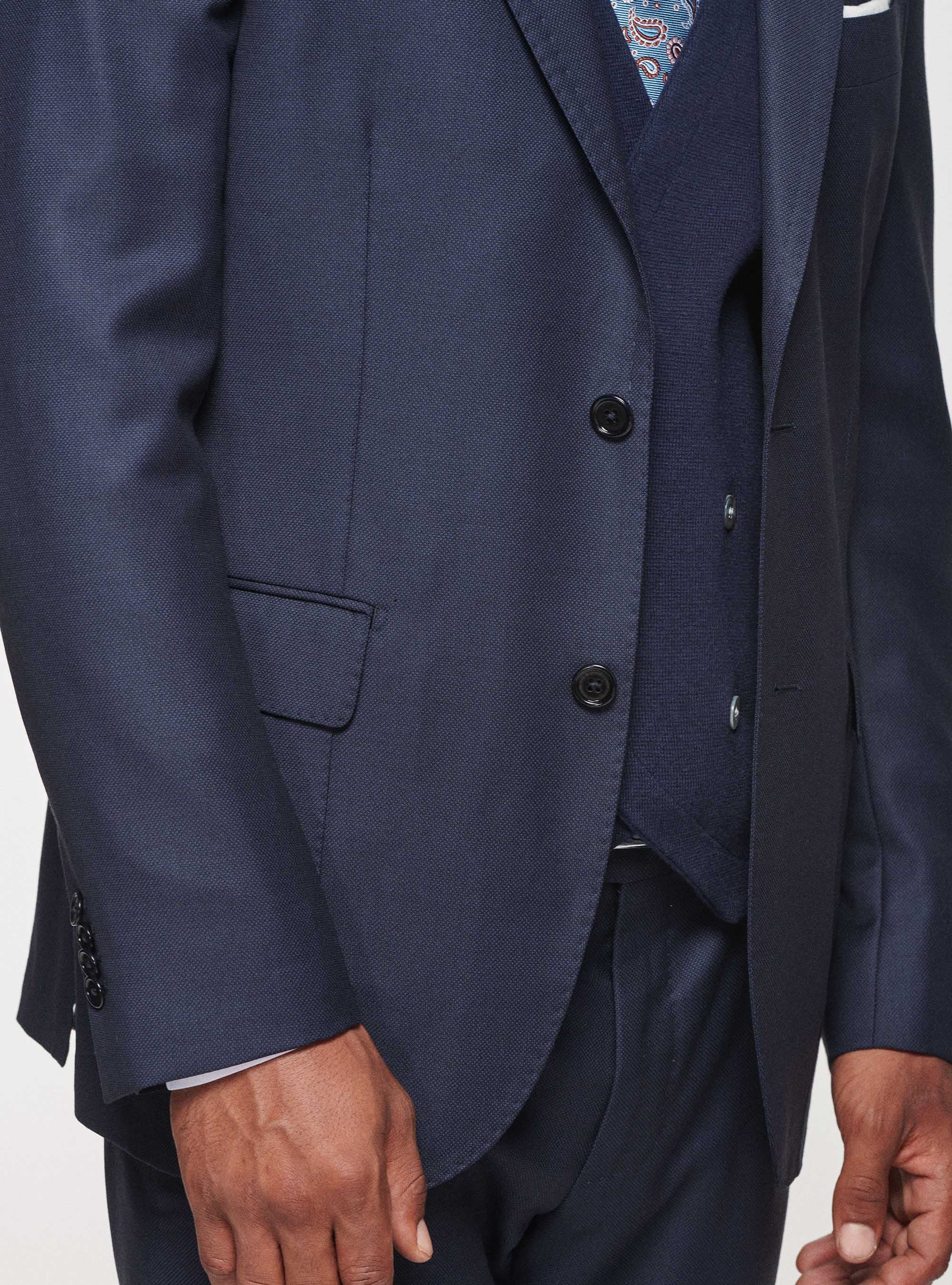 Giacca occhio di pernice in pura lana, BLU NAVY