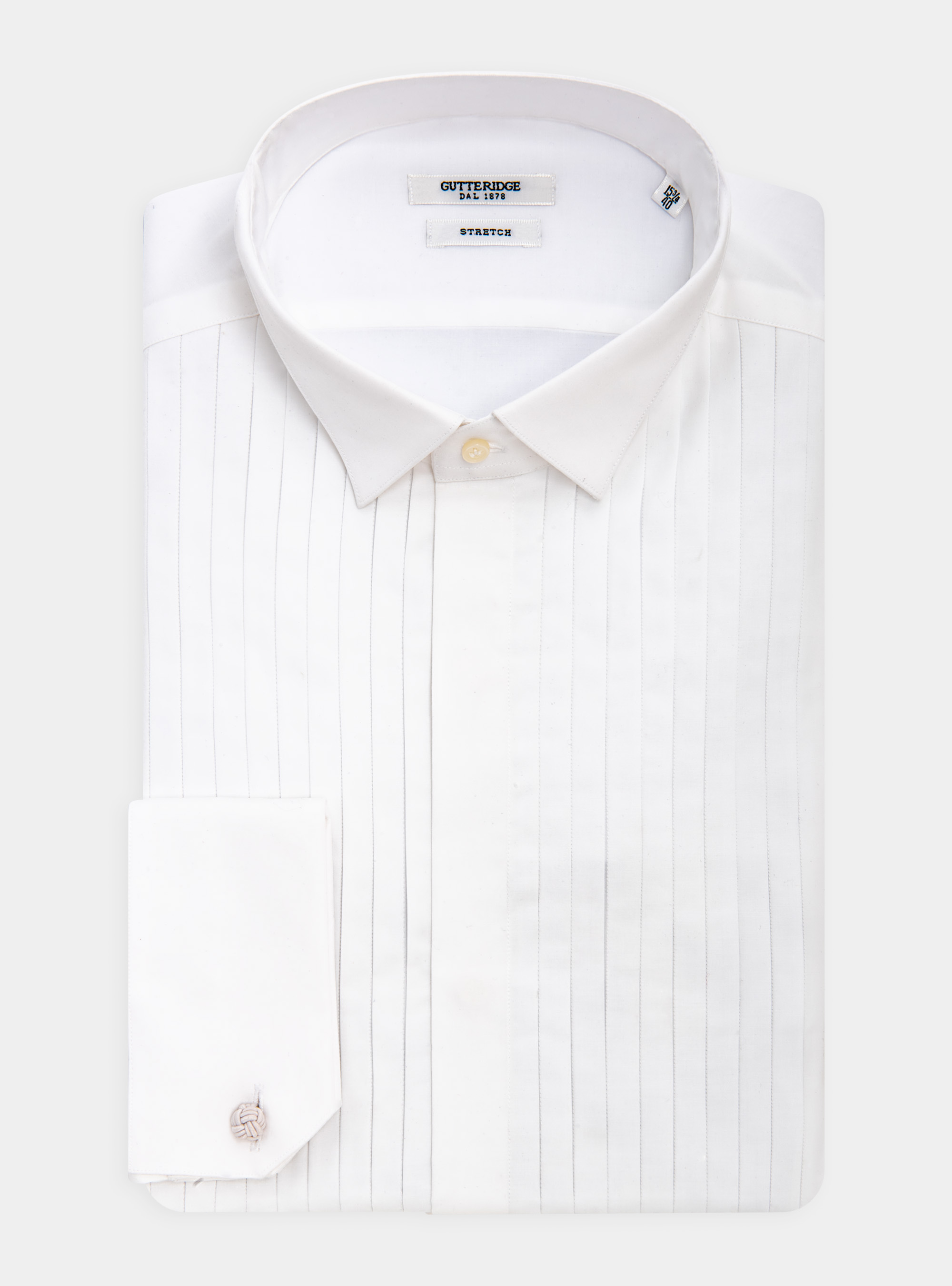 Camicia smoking con collo diplomatico, BIANCO