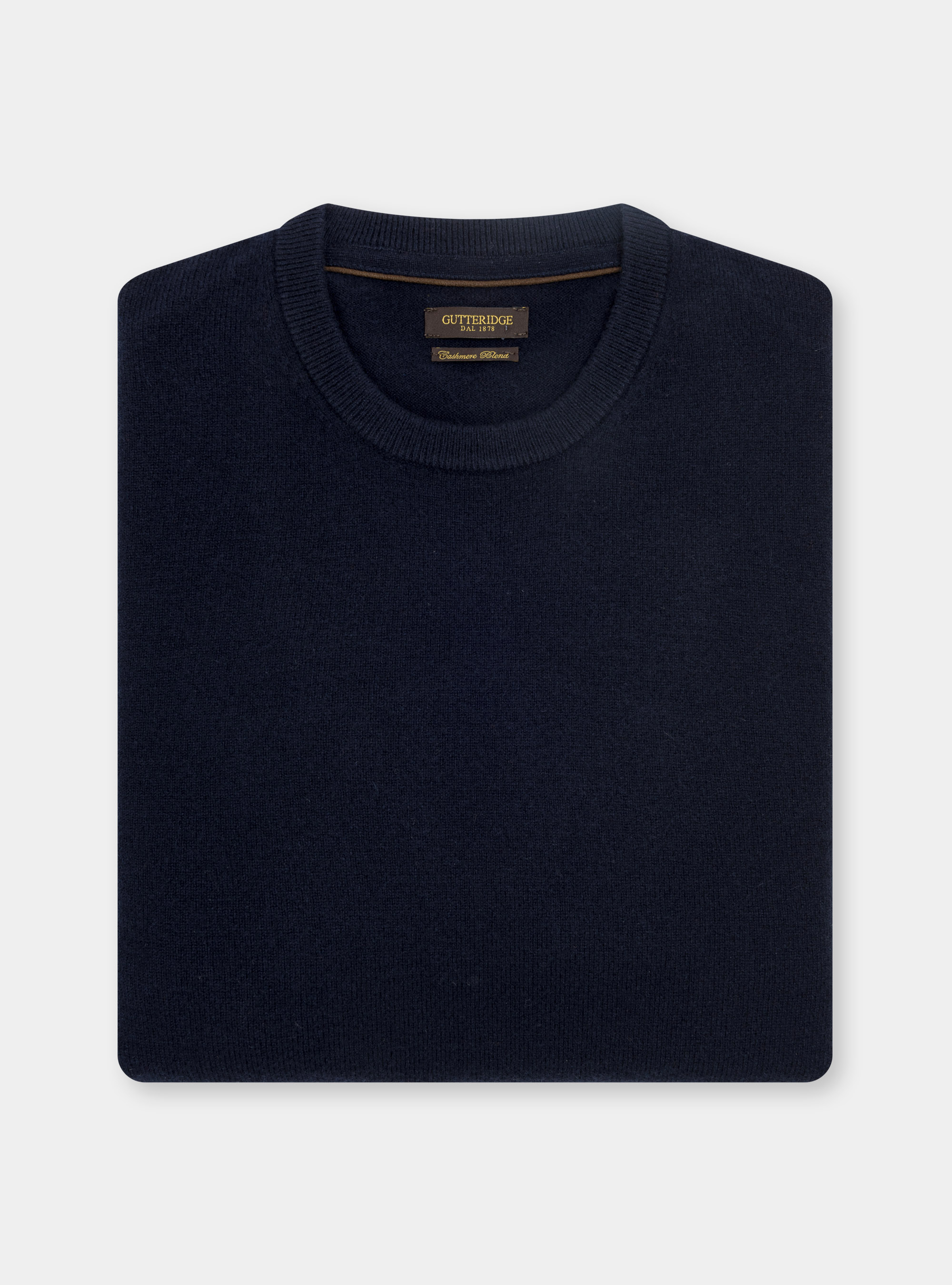 Pull à col ras du cou en lambswool et cachemire, BLEU MARINE