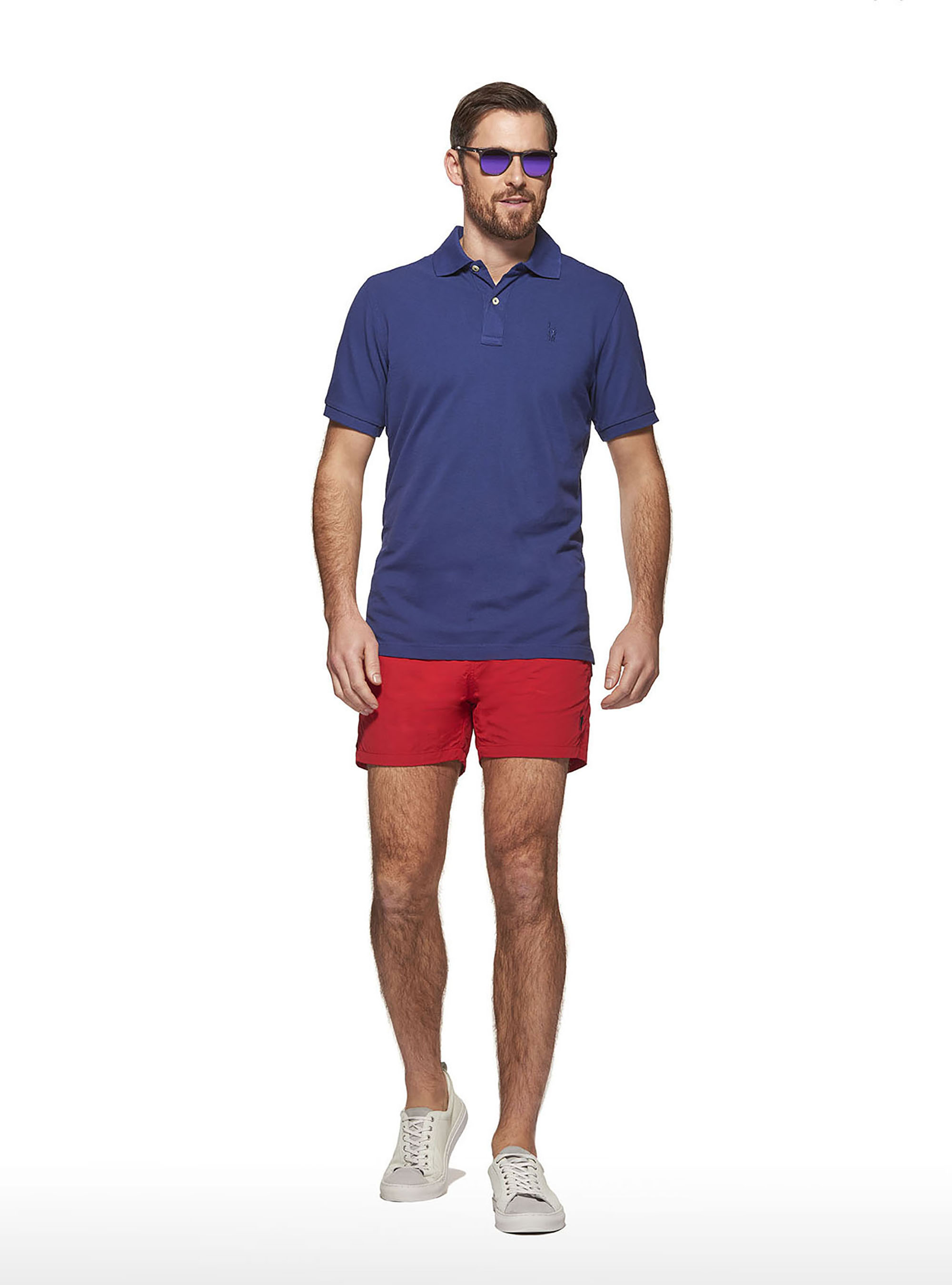 Basic plain colour swimsuit with embroidery, RED