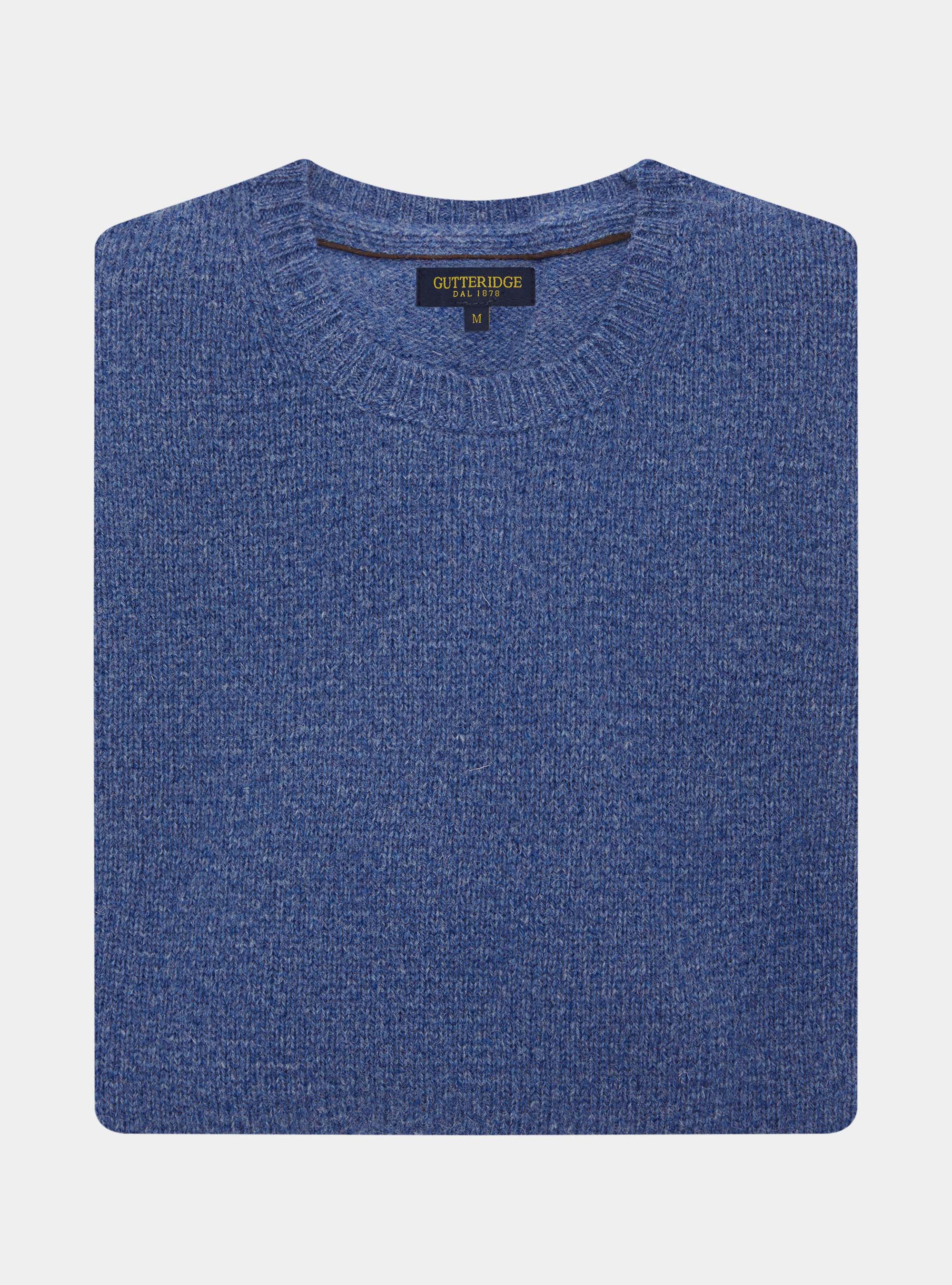 Shetland wool crew-neck sweater, 0243C DENIM