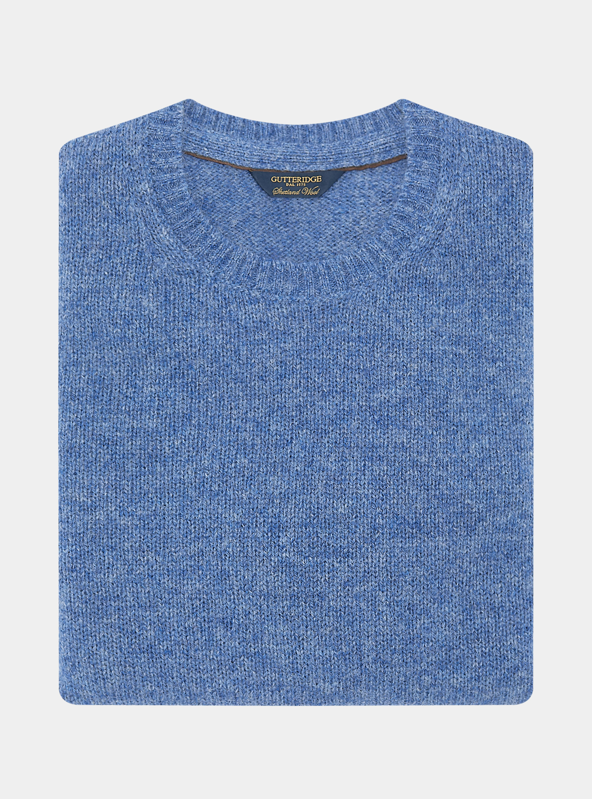 Punto de lana Shetland con cuello redondo, 0243C DENIM